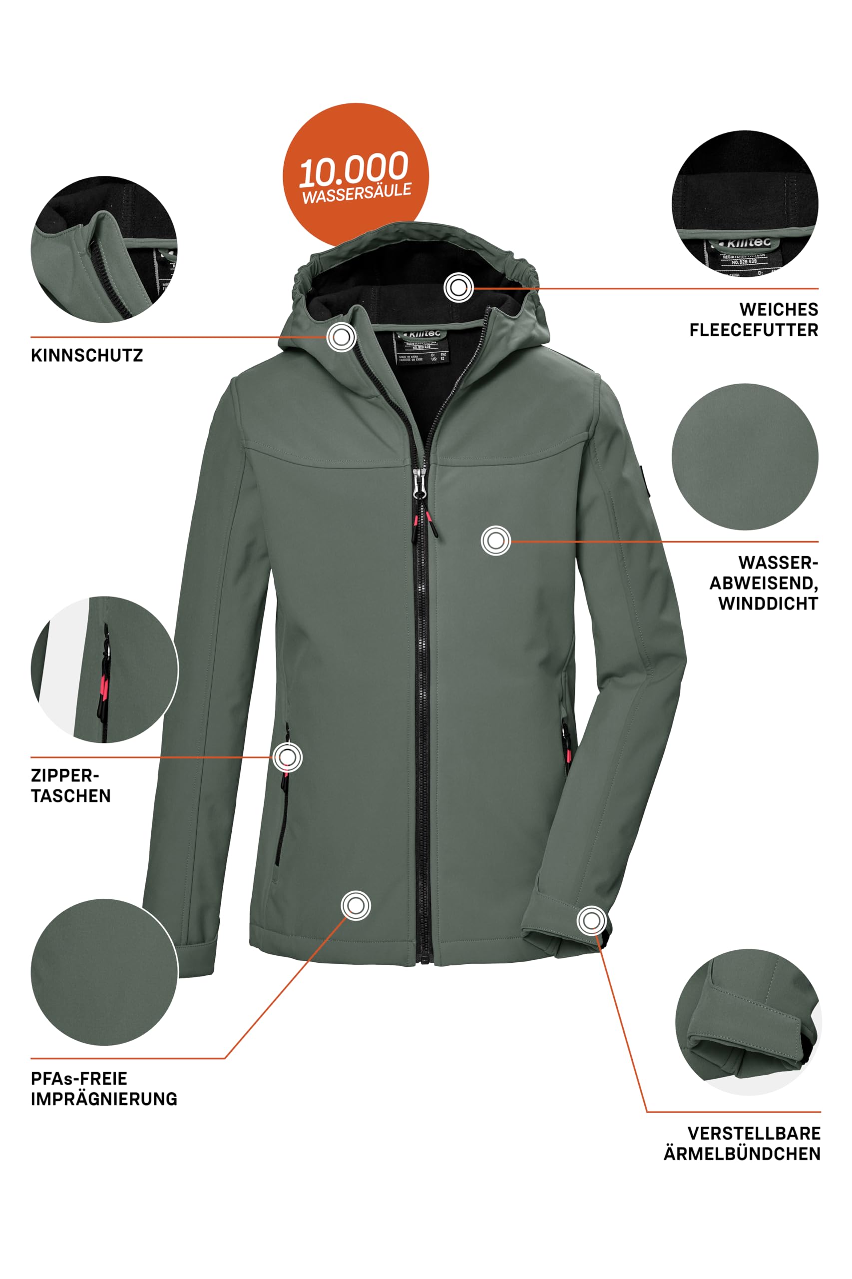 Killtec Kos 145 Grls Sftshll Jckt Veste softshell/veste outdoor avec capuche Fille