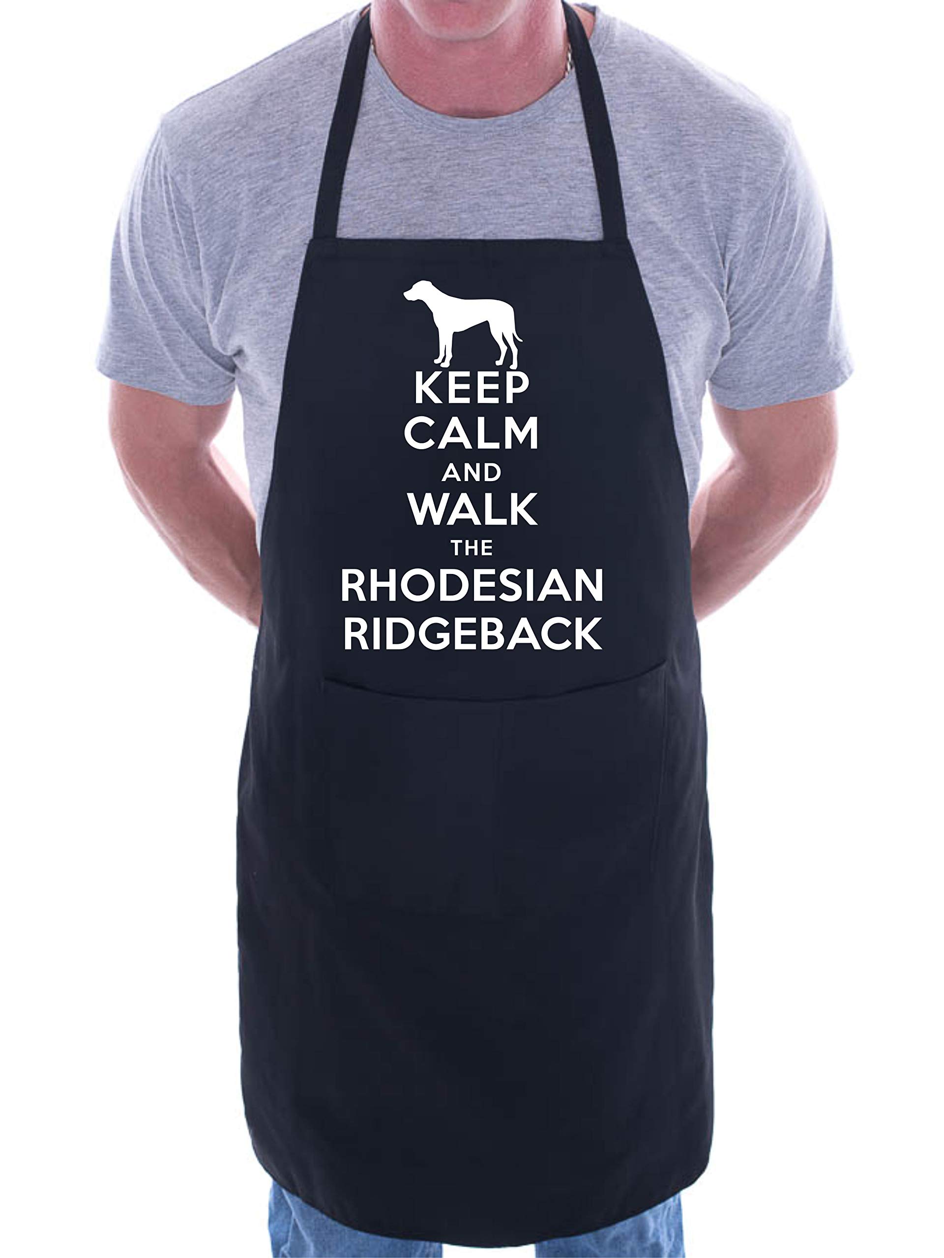 Print4u Men's Black Apron Bbq Novelty Cooking Keep Calm And Walk Rhodesian Ridgeback Dog