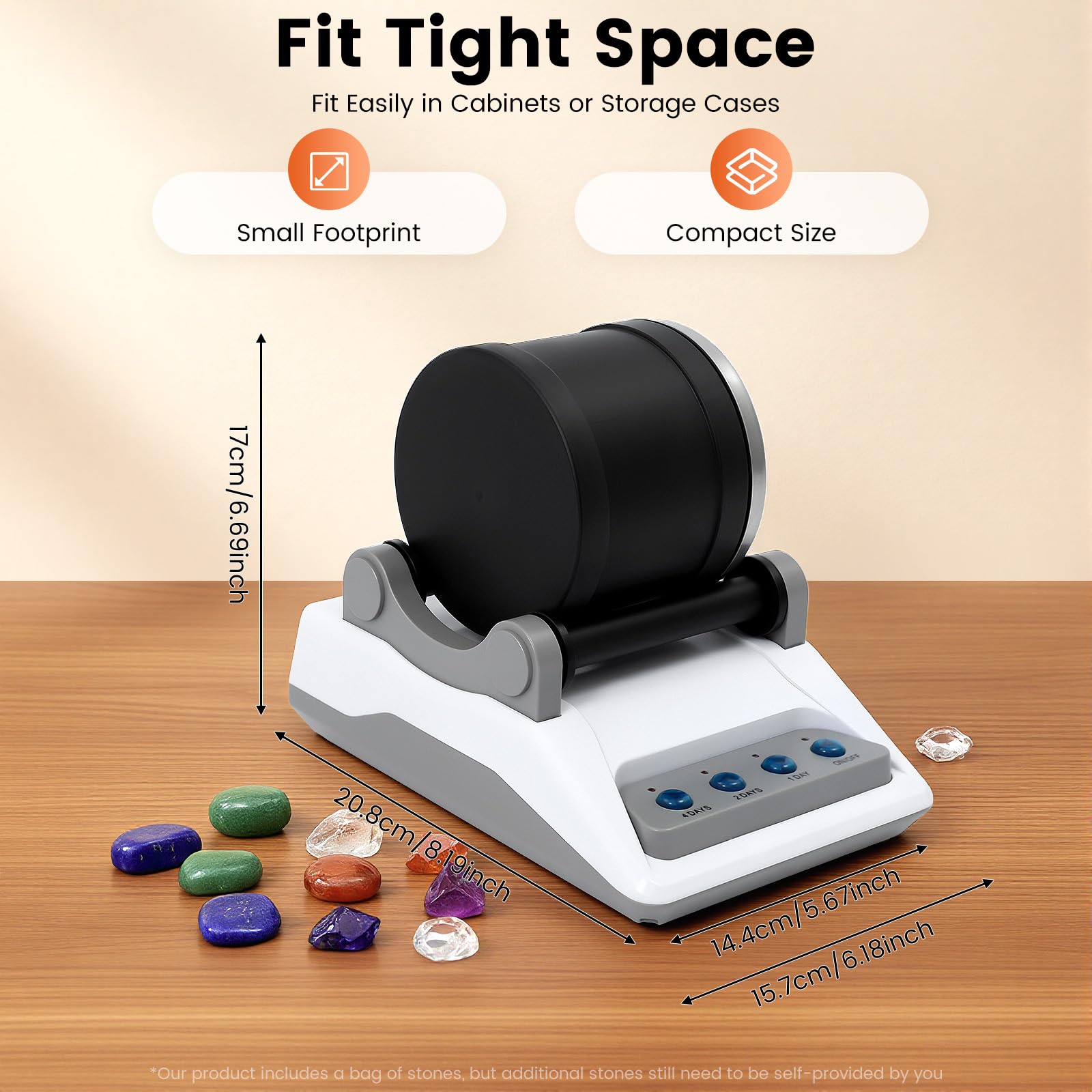 Rock Tumbler Kit, Starter Komplettes Steinpolierer Set, Rock Polierset mit 7-Tage-Timer DIY Edelsteine Poliermaschine Rosenquarz Stein Steinpoliermaschine für Kinder und Erwachsene