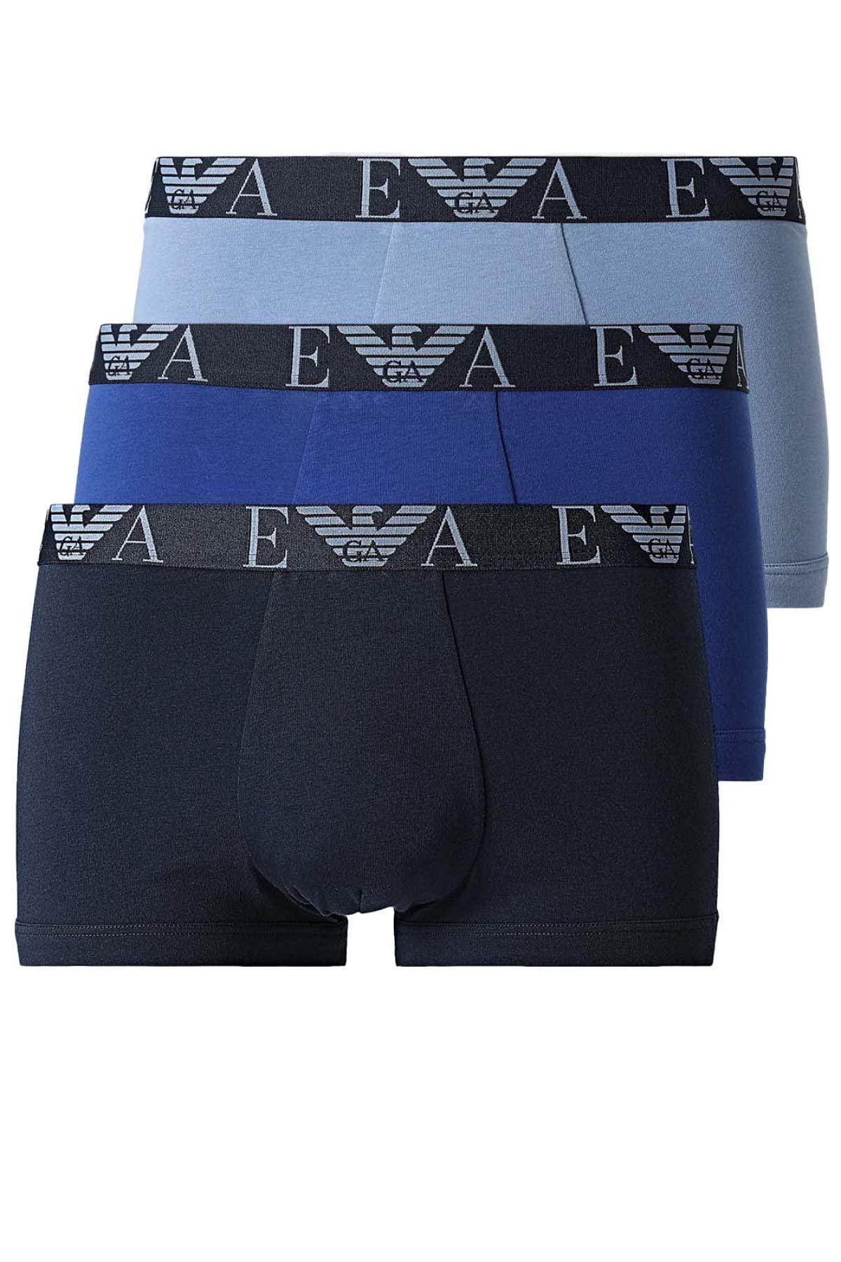Emporio Armani Underwear Men's 3-Pack Bold Monogram Trunks, Marin/Mazar/Infinity, M