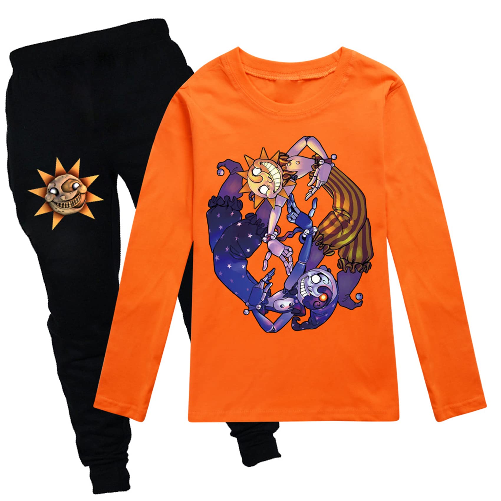 Duuloon Boys Girls FNAF Sundrop Clothing Sets Comfy Tops & Sweatpants Outfits Crewneck Long Sleeve Tracksuits 2-16 Year