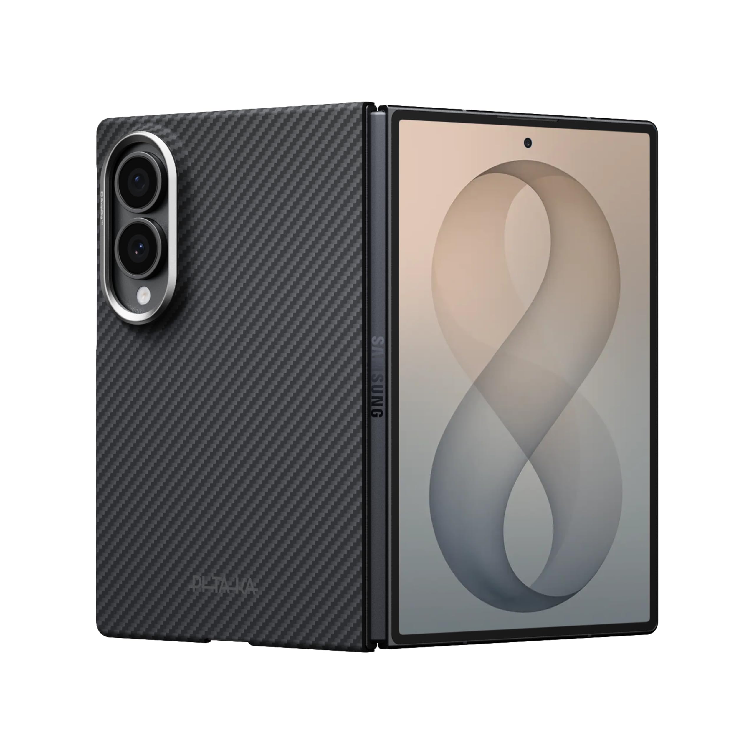 pitaka Ultradünne Hülle für Galaxy Z Fold8 aus Aramidfaser Schwarz/Grau