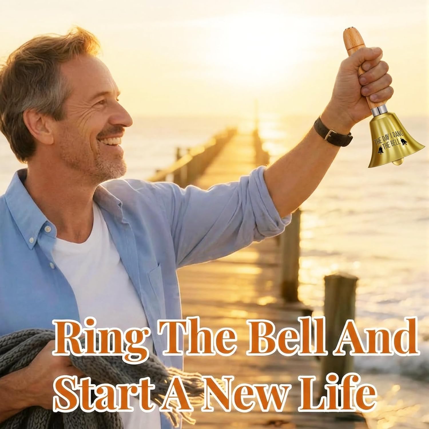 4 Pcs Cancer Bell Ringing Gift Set for Men Include the Day I Rang the Bell Socks Greeting Card Box End of Chemo Last Day of Chemo Treatment Ornament Cancer Survivor Recovery Gifts - Image 5