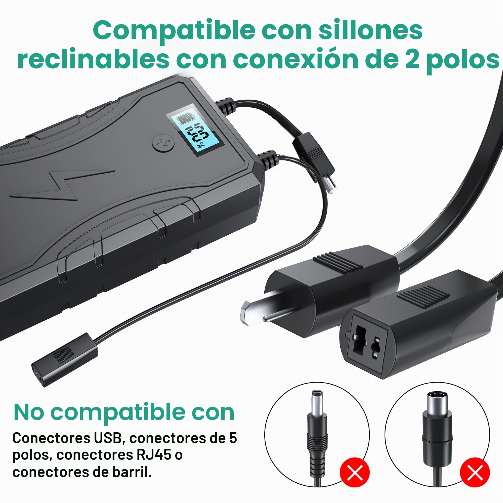 sevkumz Paquete de batería de 2500 mAh para muebles reclinables, universal, inalámbrico, cargador de batería para tumbonas eléctricas, sofás, sillones elevadores, sofá, adecuado para conexión de 2