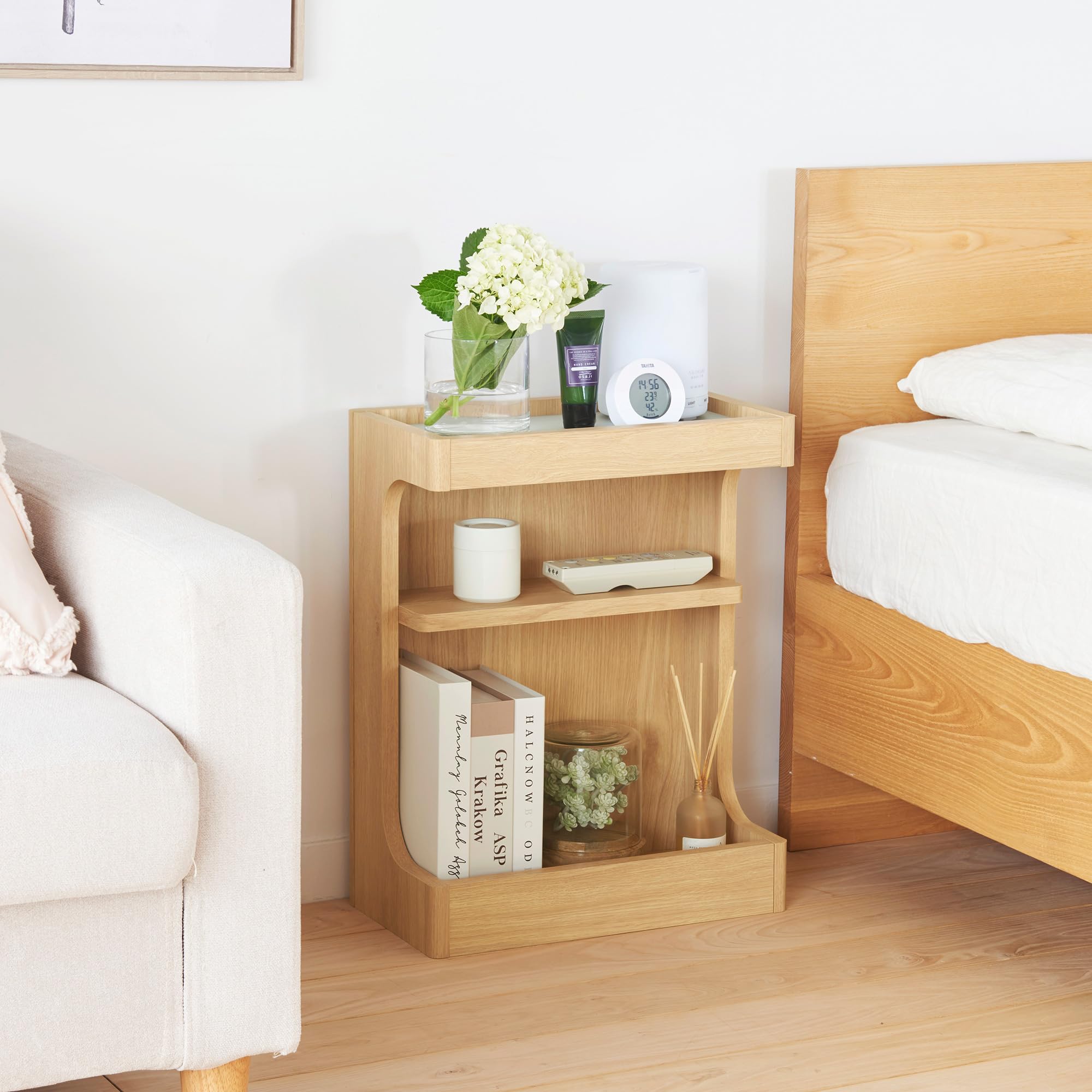 Amazon.co.jp: 白井産業 サイドテーブル ナイトテーブル 幅40cm 高さ