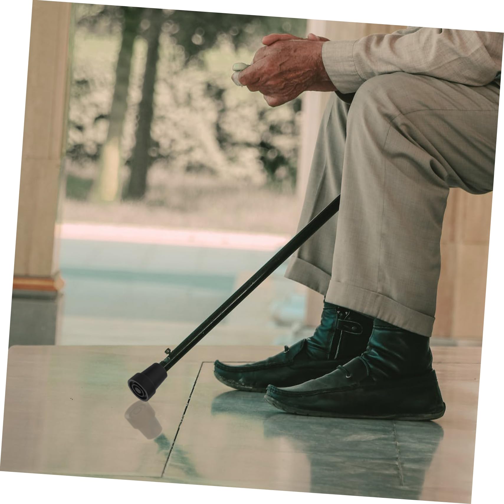 BEBEMOKO 6pcs Trekking Pole Pads Pole Tips Protector Standing Cane Tip Replacement Cane Tips Quad Cane Tips Walking Cane Accessories Tips for Canes Walking Cane Foot Pad Rubber Black