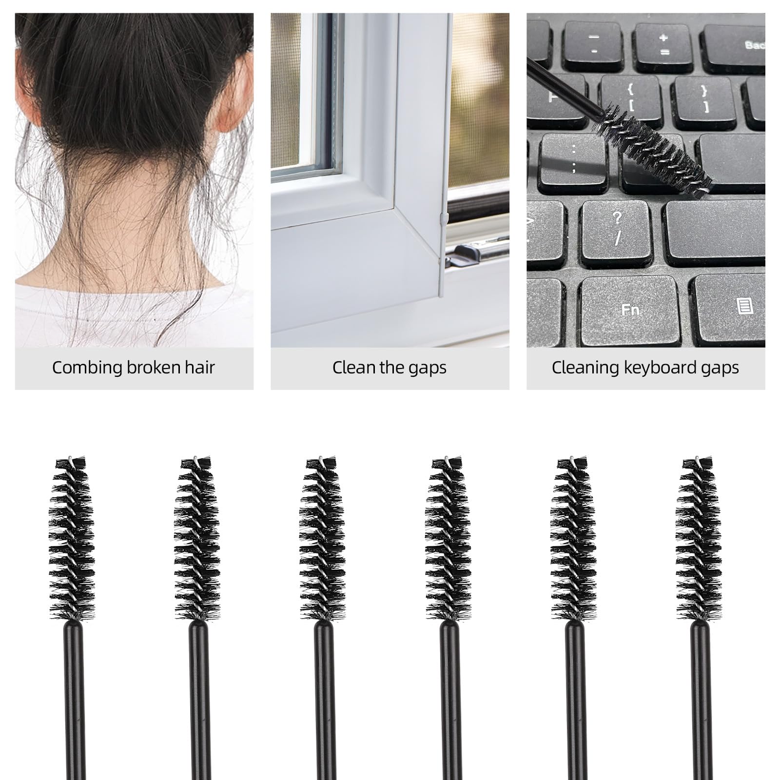 Tbestmax 600 Stück Mascara-Stäbe und Lippenpinsel, schwarze Lippenstiftstäbe, Augenbrauenspulen, Pinsel für Wimpernverlängerungen, Einweg-Make-up-Applikator, Beauty-Werkzeug-Kits