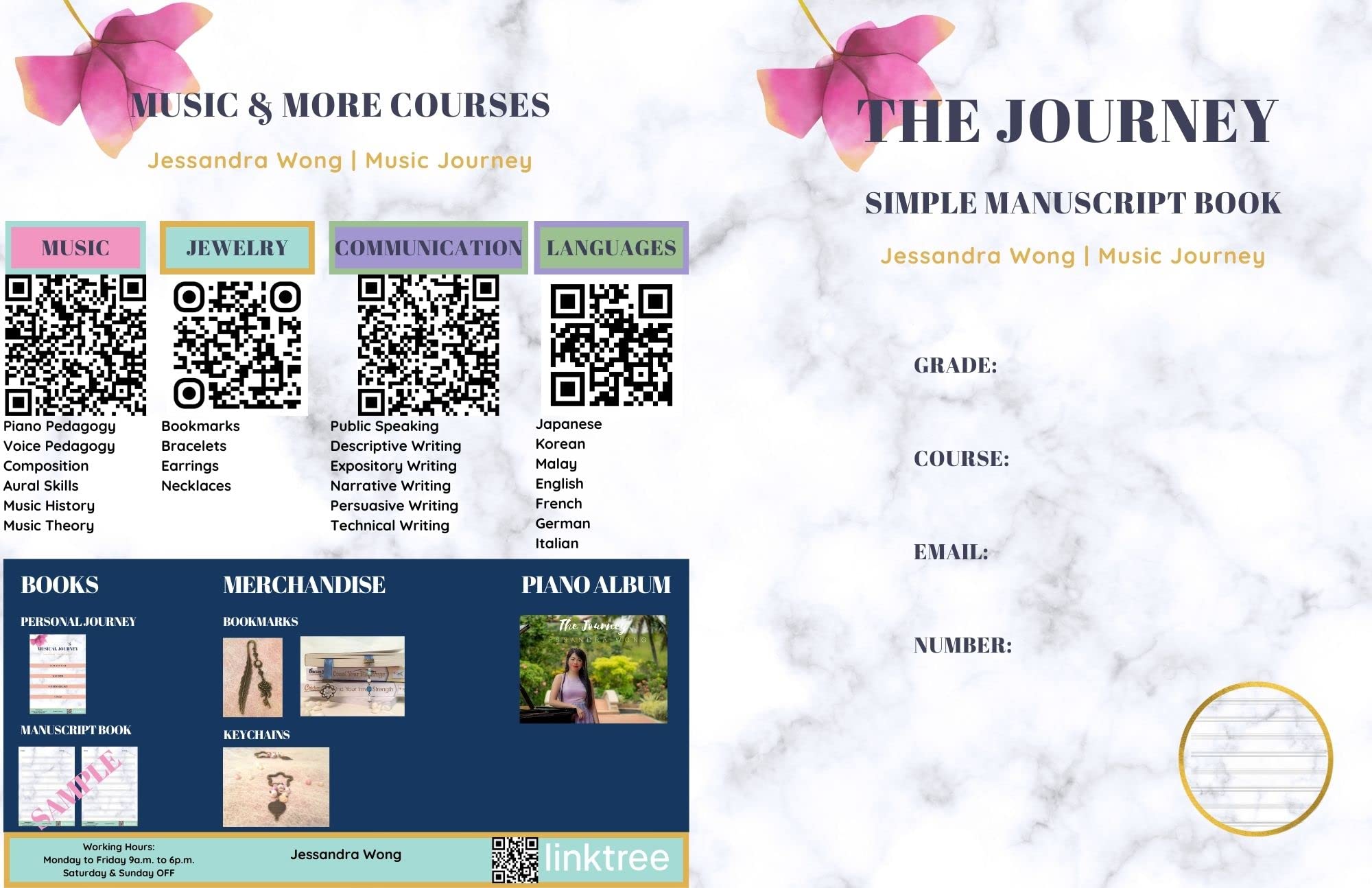 Notes musicales claires sur les portées vierges du manuscrit The Journey