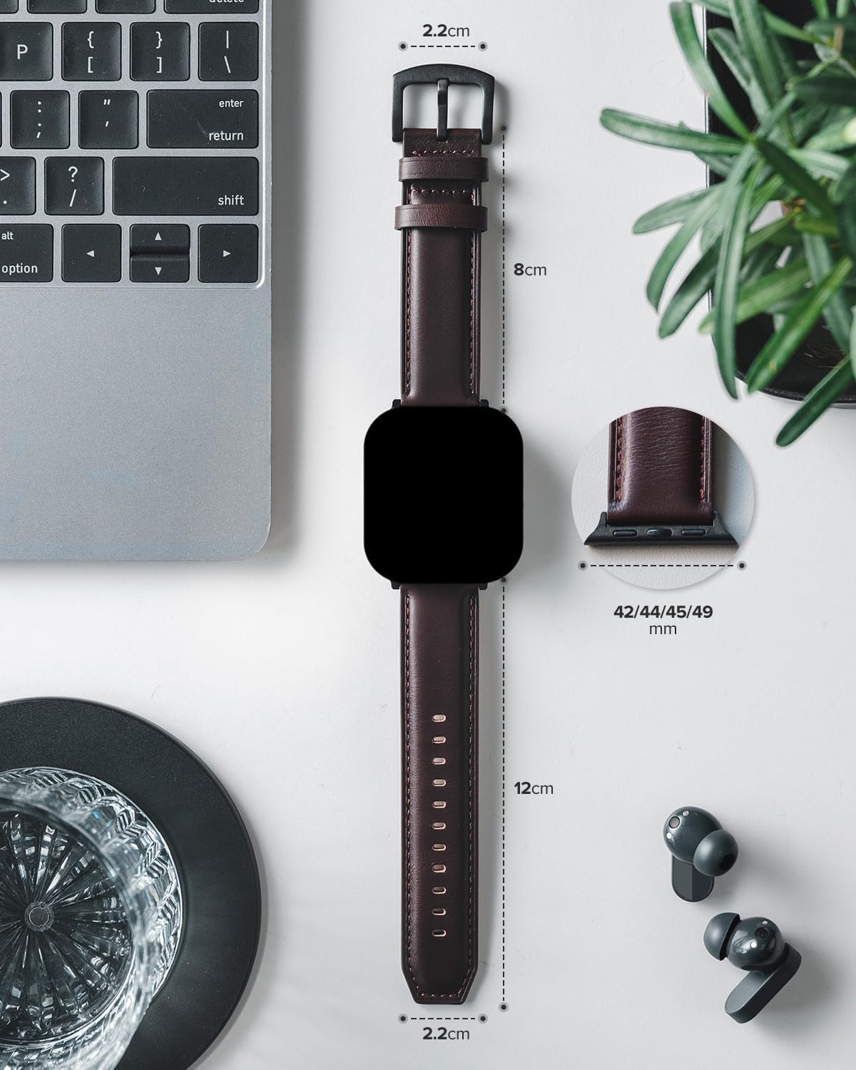 VULKIT Vintage Leather Bands Compatible with Apple Watch Straps 38mm 40mm 41mm 42mm 44mm 45mm 49mm Genuine Leather Wristbands Compatible for Apple iWatch Ultra SE Series 8 7 6 5 4 3 2 1 - Image 3