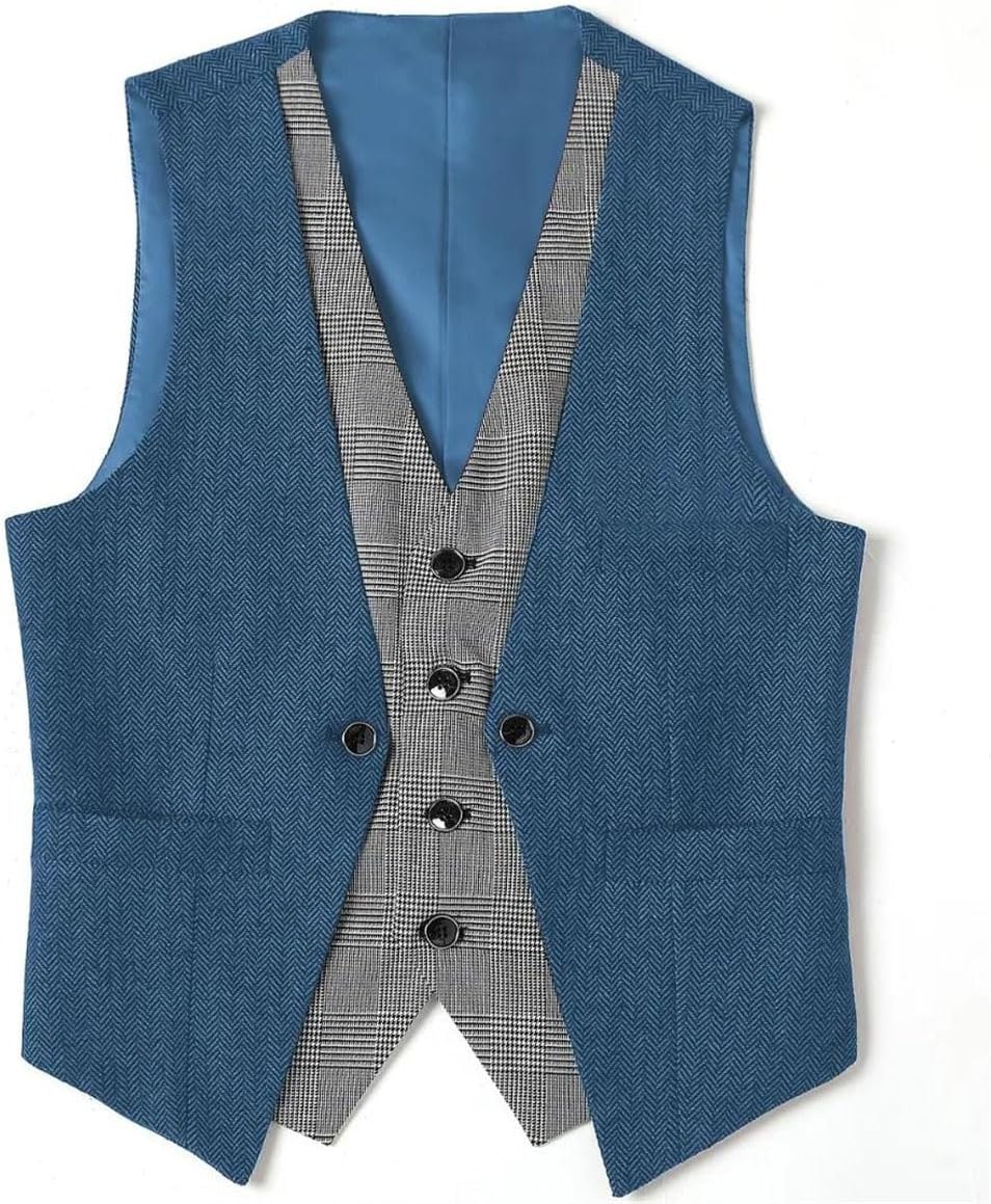 Men's Suits Vest V Neck Fake Two Pieces