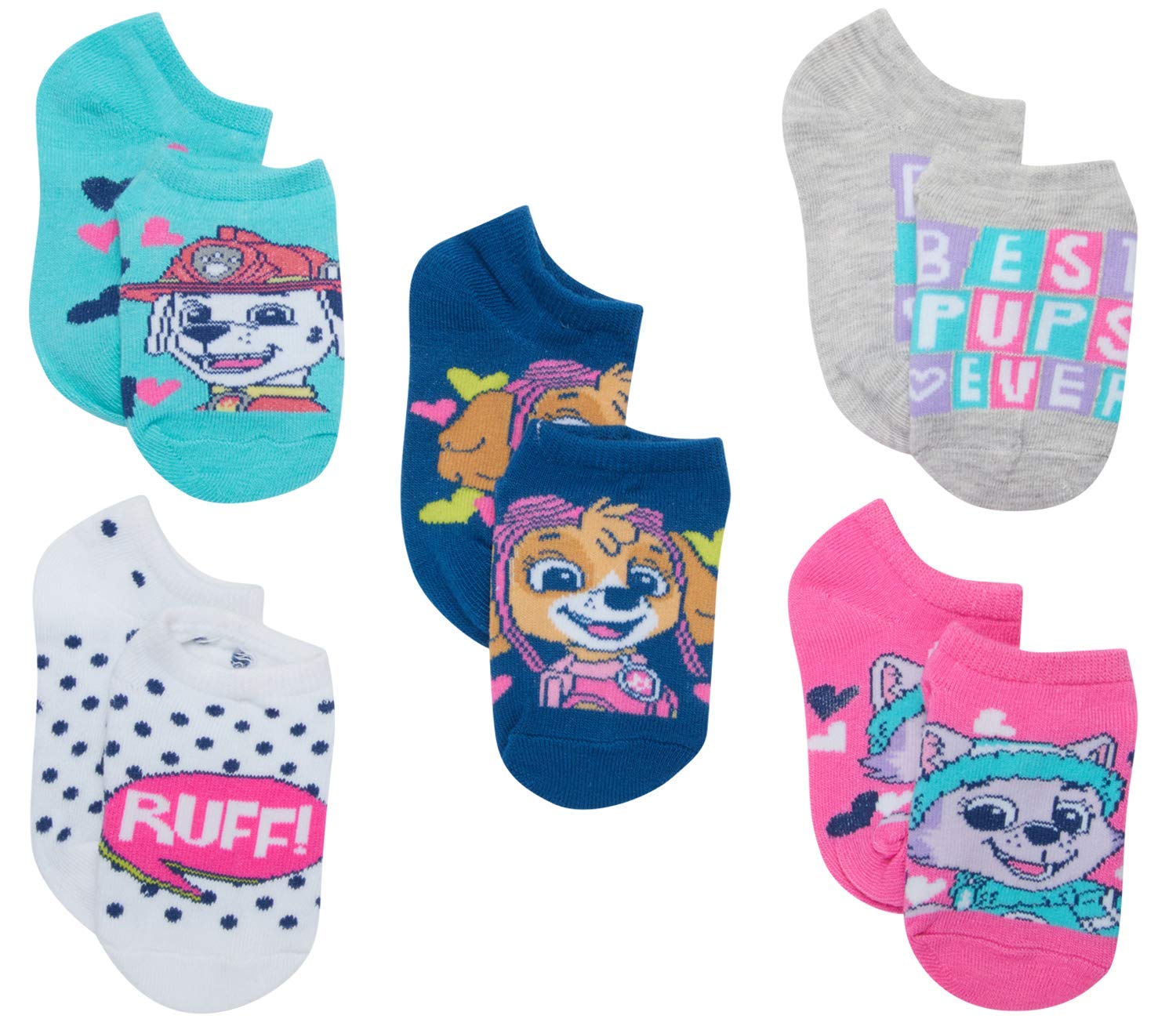 Nickelodeon girls Paw Patrol 5 Pack No Show Socks