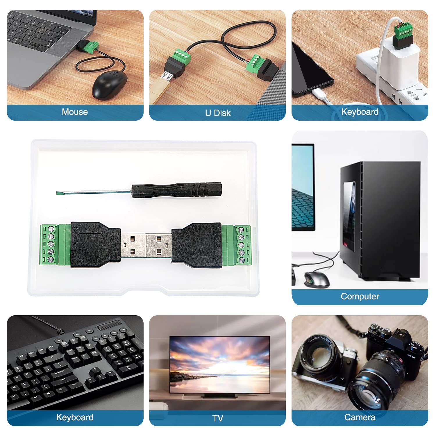 Adattatore USB 5 Pin A Morsettiera A Vite - Connettore Maschio Per Estensioni E Collegamenti Senza Saldatura - Foto 3