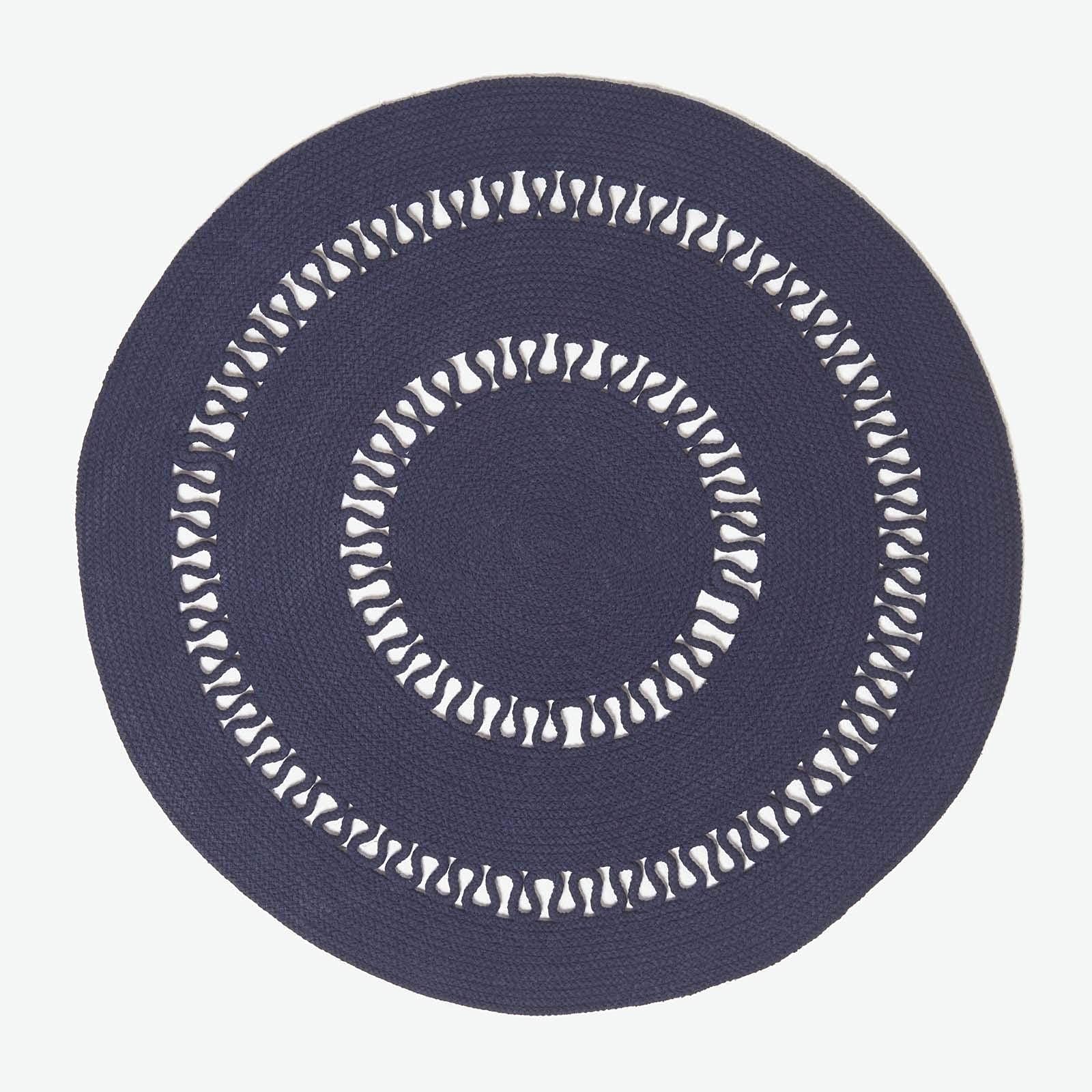 Homescapes Navy Crochet Braided Round Rug In | Size: 70Cm Diameter