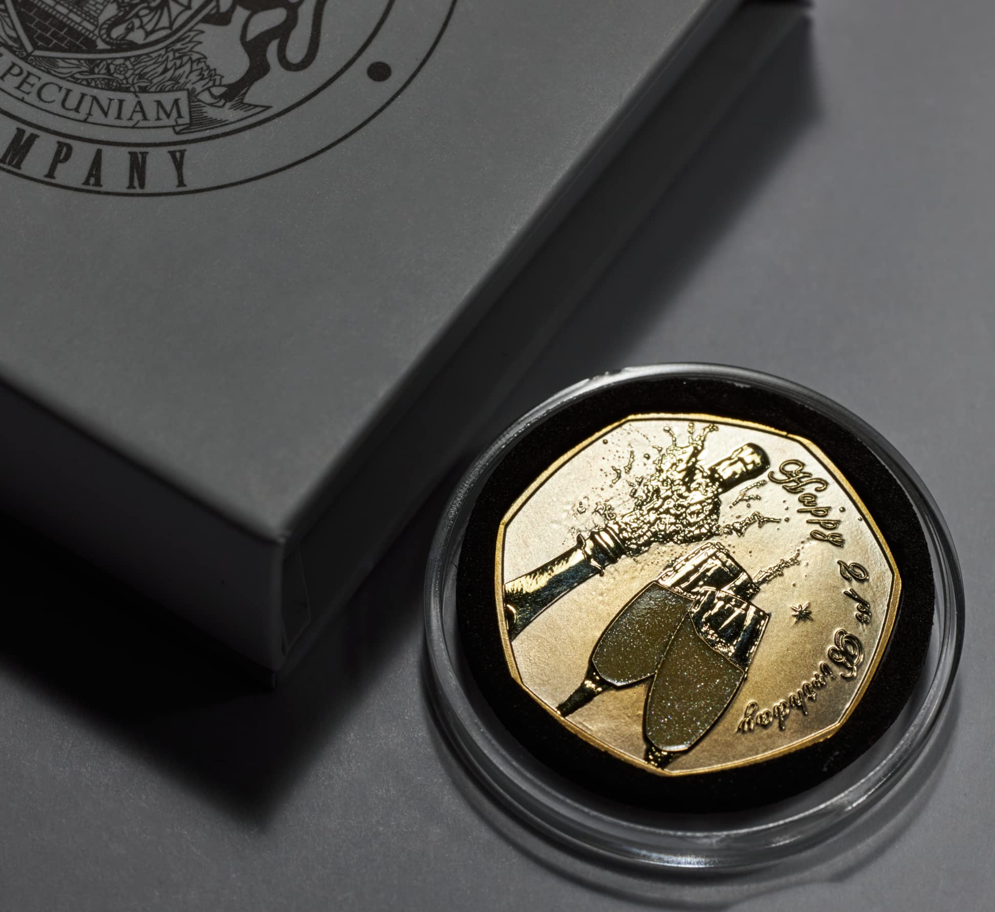 The Commemorative Coin Company 21st Birthday 24ct gold Commemorative in Gift Box. Colour/Glitter/Epoxy/Resin. Gift/Present/Daughter/Niece/Granddaughter. Celebrating 21 Years