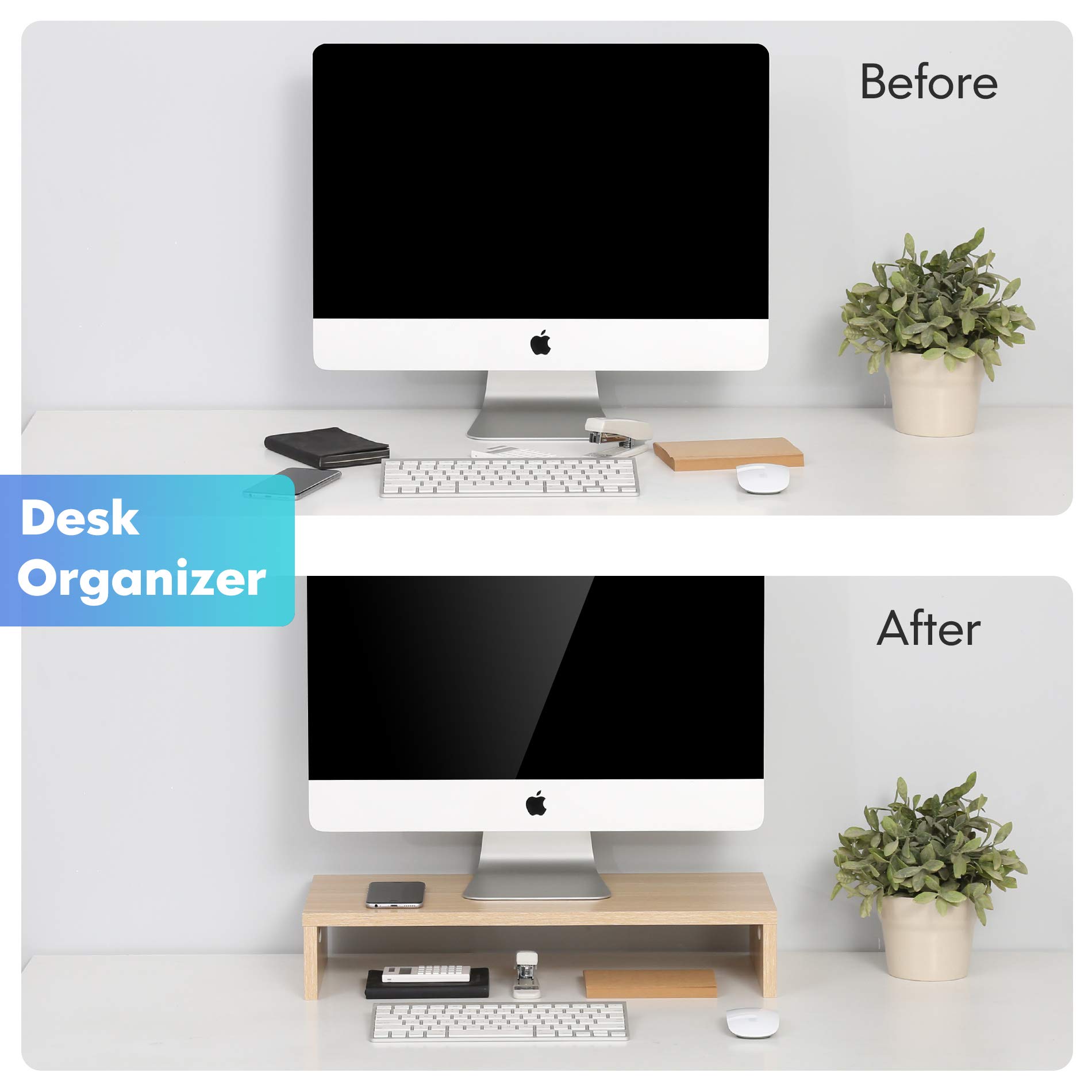 FITUEYES Computer Monitor Stand 54cm Wide with Keyboard Storage Space fit PC/Laptop/TV Screen