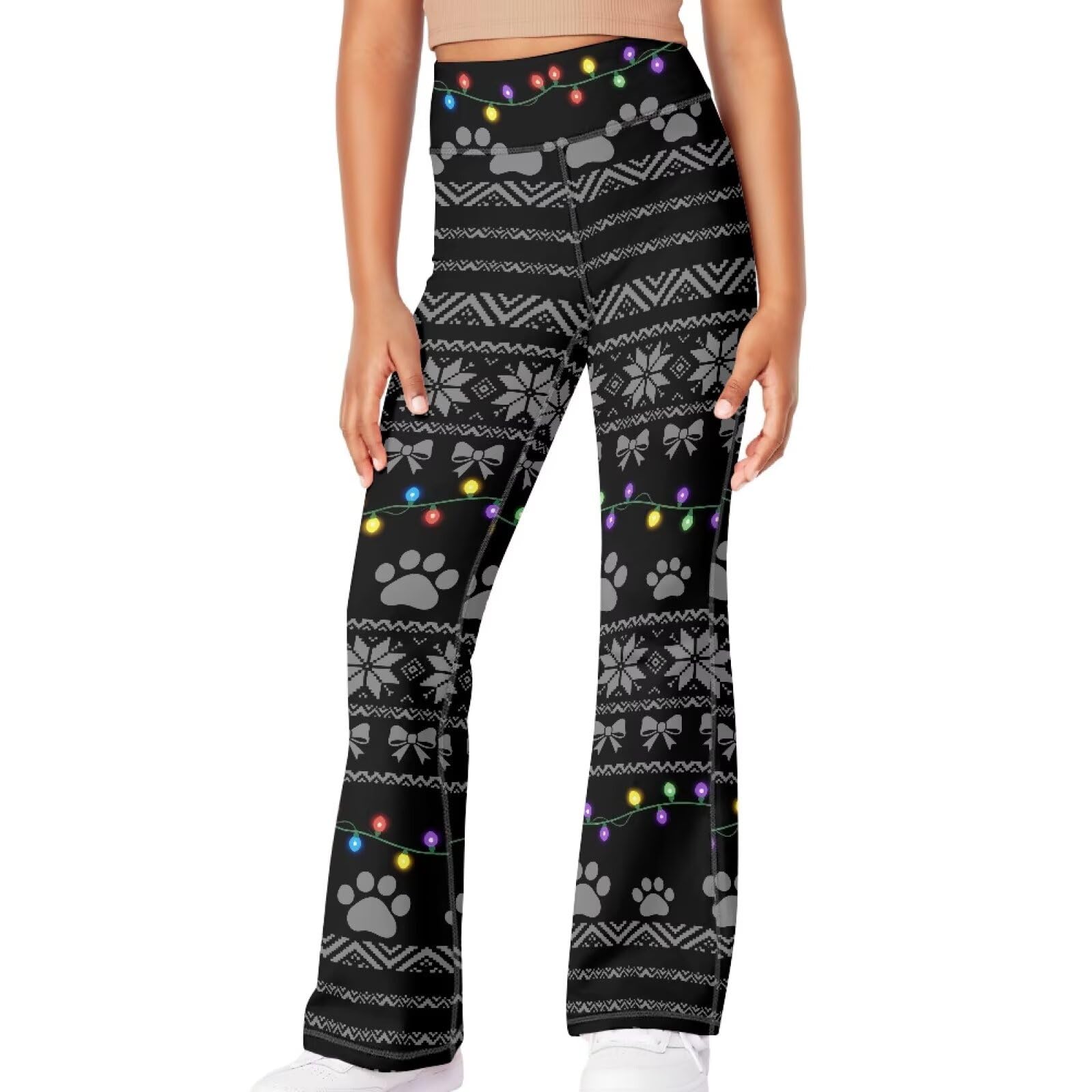 Girls Leggings Floral Print High-Waisted Flared Pants 5-14 Years