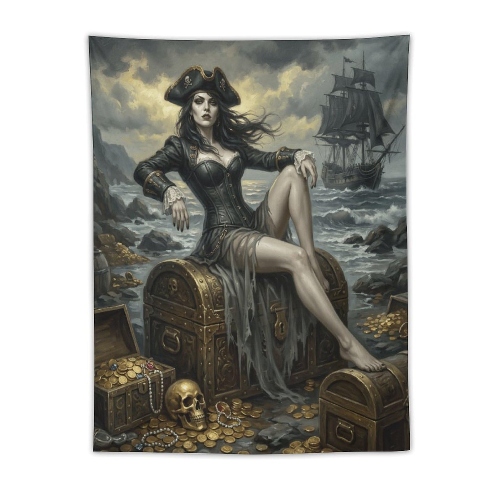 W7C8U2X3 Pirate Queen Treasure Coast Wall Tapestry, Ceiling Hanging