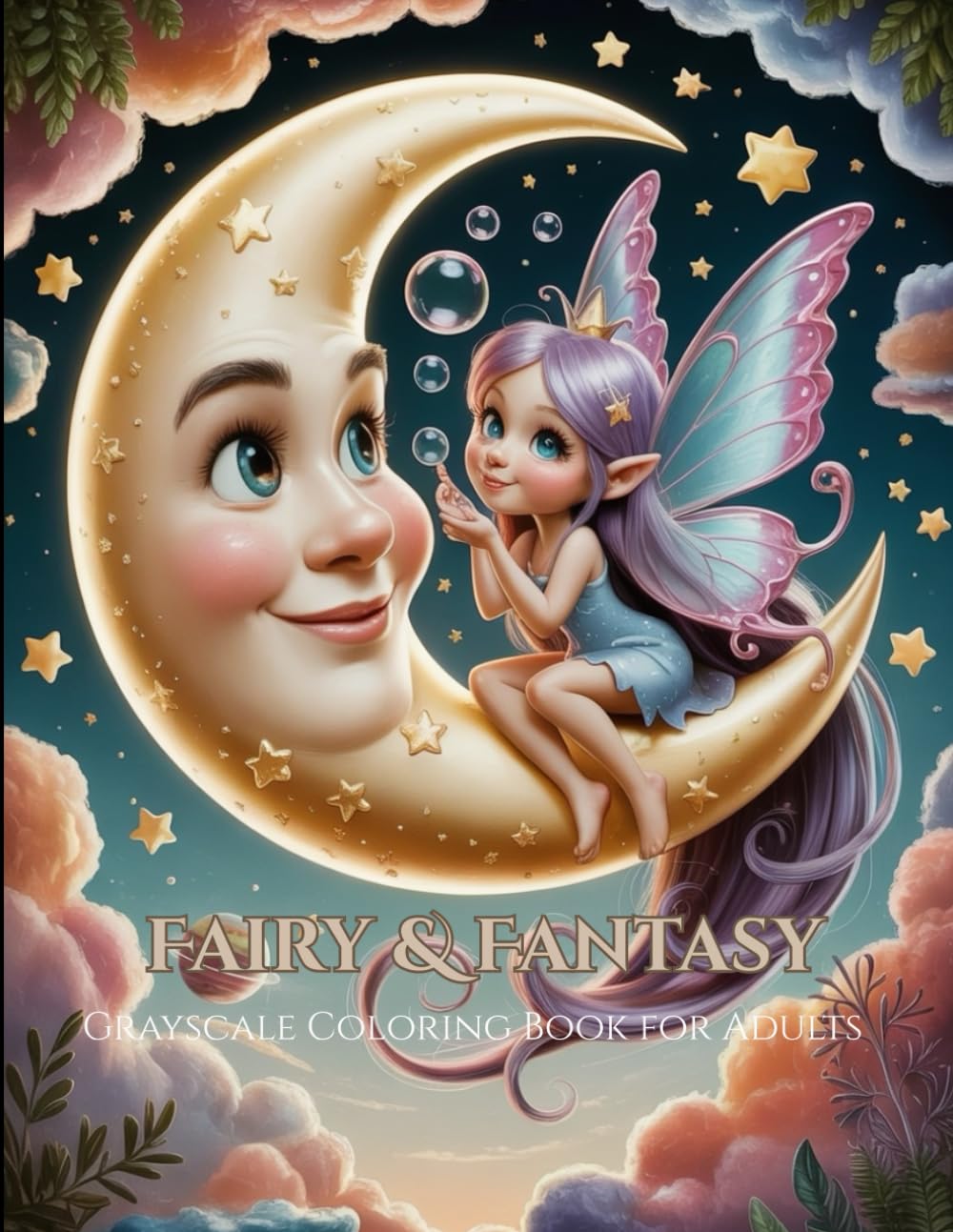 Fairy & Fantasy: Grayscale Coloring Book for Adults