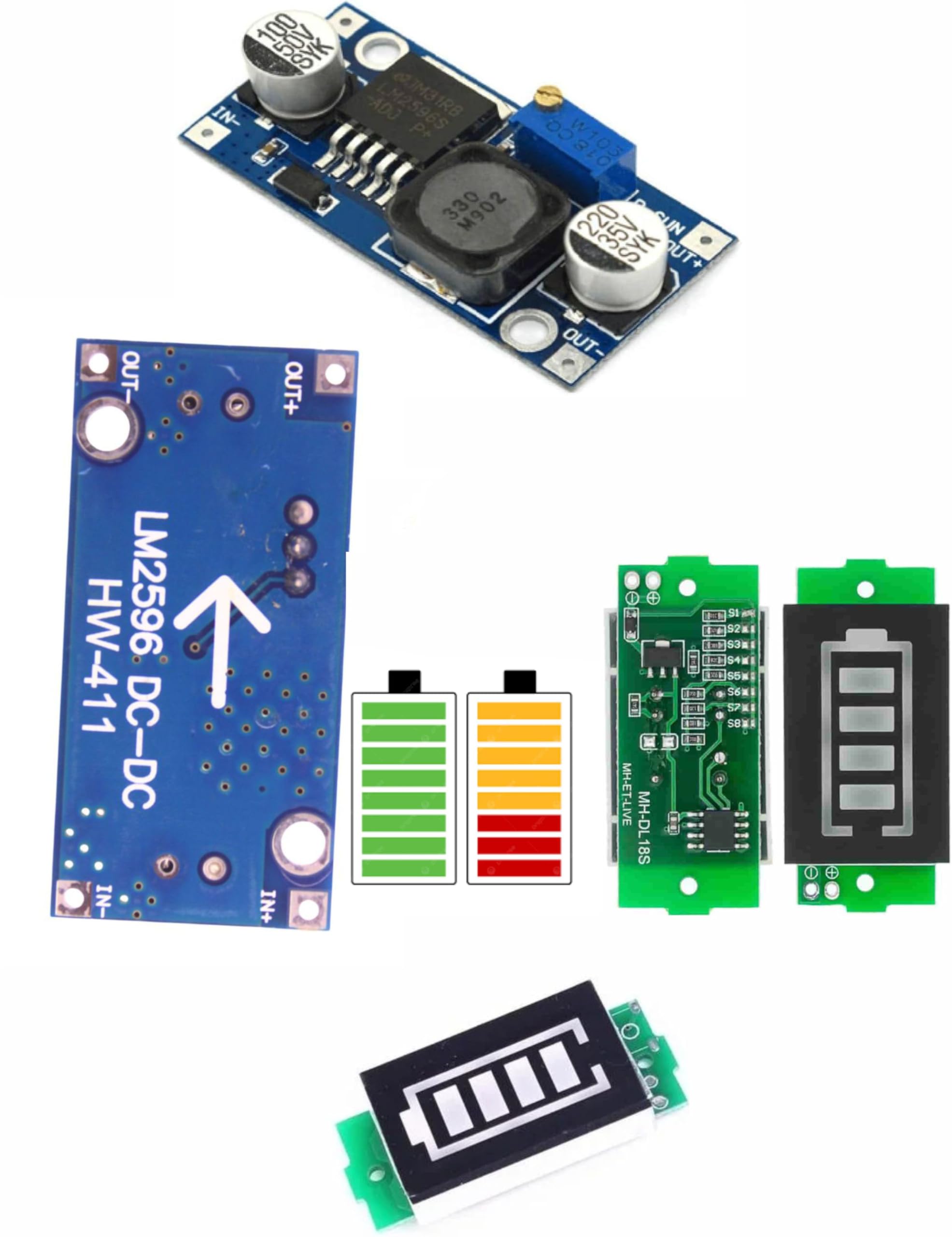 LM2596 DC-DC Buck Converter Step Down Module with 1S to 8S Battery Level Indicator, Li-ion Battery Level Indicator, Pack of 2-image-46