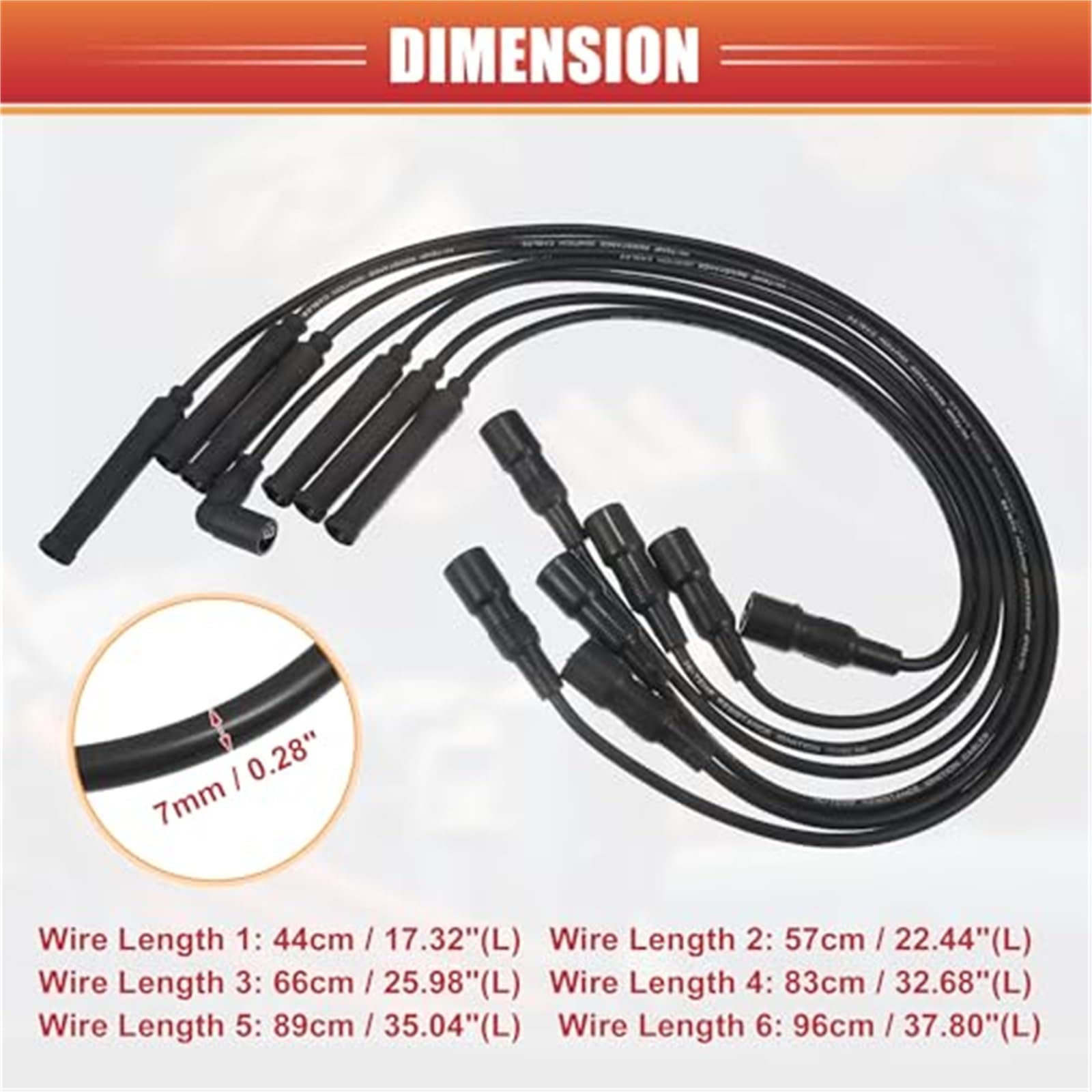 Przewody cewek zapłonowych do świec zapłonowych, kabel 7 mm, do BMW, 325es 1986-1987 528e 1982-1987 2.7L nr 12121705714 Opakowanie 7 szt. Przewód zapłonowy silnika samochodu