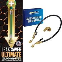 Leak Saver AC Leak Sealer Ultimate 3-in-1 + Injector Hose Bundle | with UV Dye & Moisture Remover | for Most HVAC Systems Up to 5 Tons - Professional AC Leak Sealer - AC Stop Leak