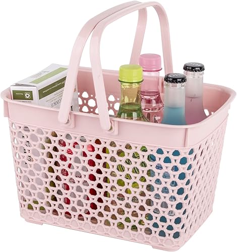 Anyoifax Cesta portátil para ducha, cesta de almacenamiento de plástico con asa, organizador de baño, despensa, cocina, dormitorio universitario,