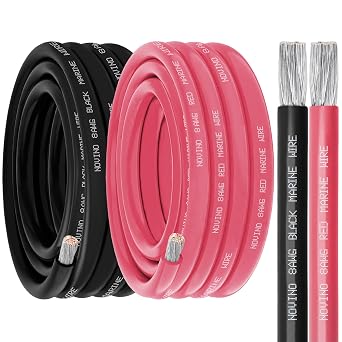 8 Gauge Marine Wire 8 AWG Marine Grade Wire Include 8 Gauge 10FT Red & 10FT Black,8 AWG Tinned Copper Boat Cable for Automotive Boat Speakers Battery Solar Outdoor RV Camper Trailer