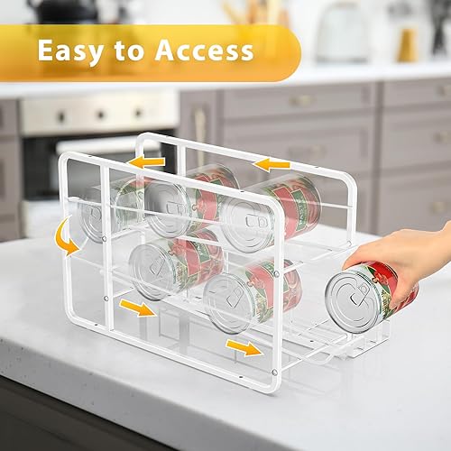 Miniatura 3 de BTY Organizador apilable de latas para despensa, paquete de 2 dispensadores de latas con capacidad para hasta 34 latas, organizador de alimentos