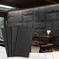 Besutosera Stone 3D Wall Panels 4-Pack PU Faux Stone, 23.6x47.2in for Accent Walls - Space Dark, Waterproof Fire-Resistant Decor