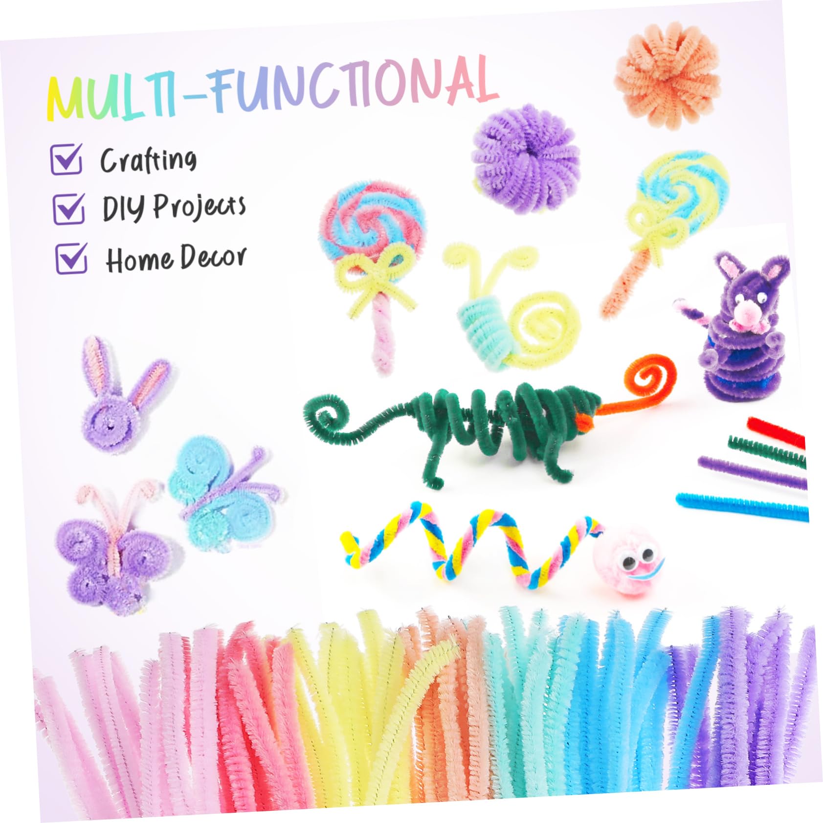 Uonlytech 4 Ensembles De Supérieur Bricolage Long Bleu Enfants Coloré Pour Beige Cure-pipes Tiges De Chenille Fabriquer Des Cure-pipes Peluche 300 Pièces * 4