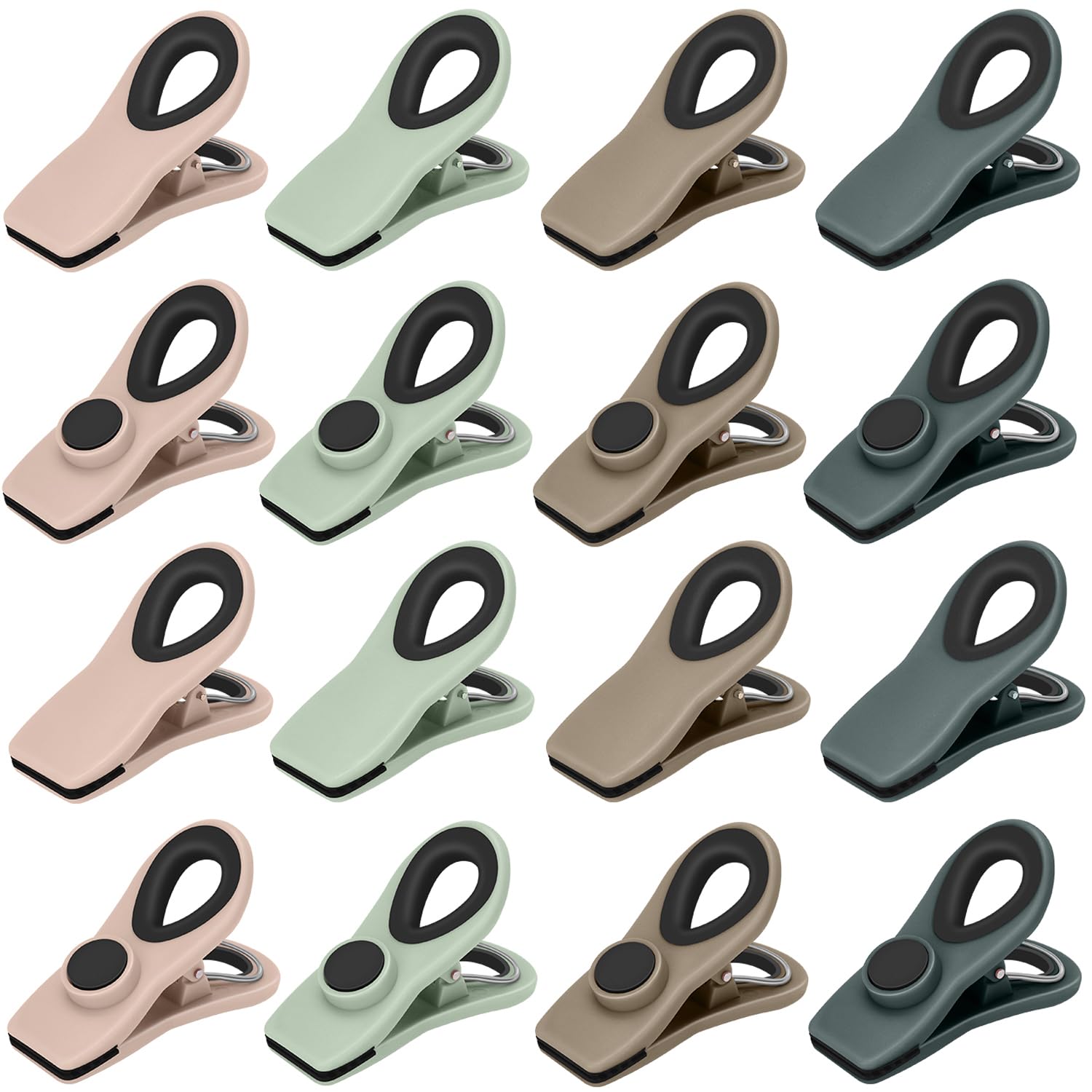 TACGEA Chip Clips, Magnetic Bag Clips with Air Tight Seal for Food Storage, 16 Pieces, Neutral Color