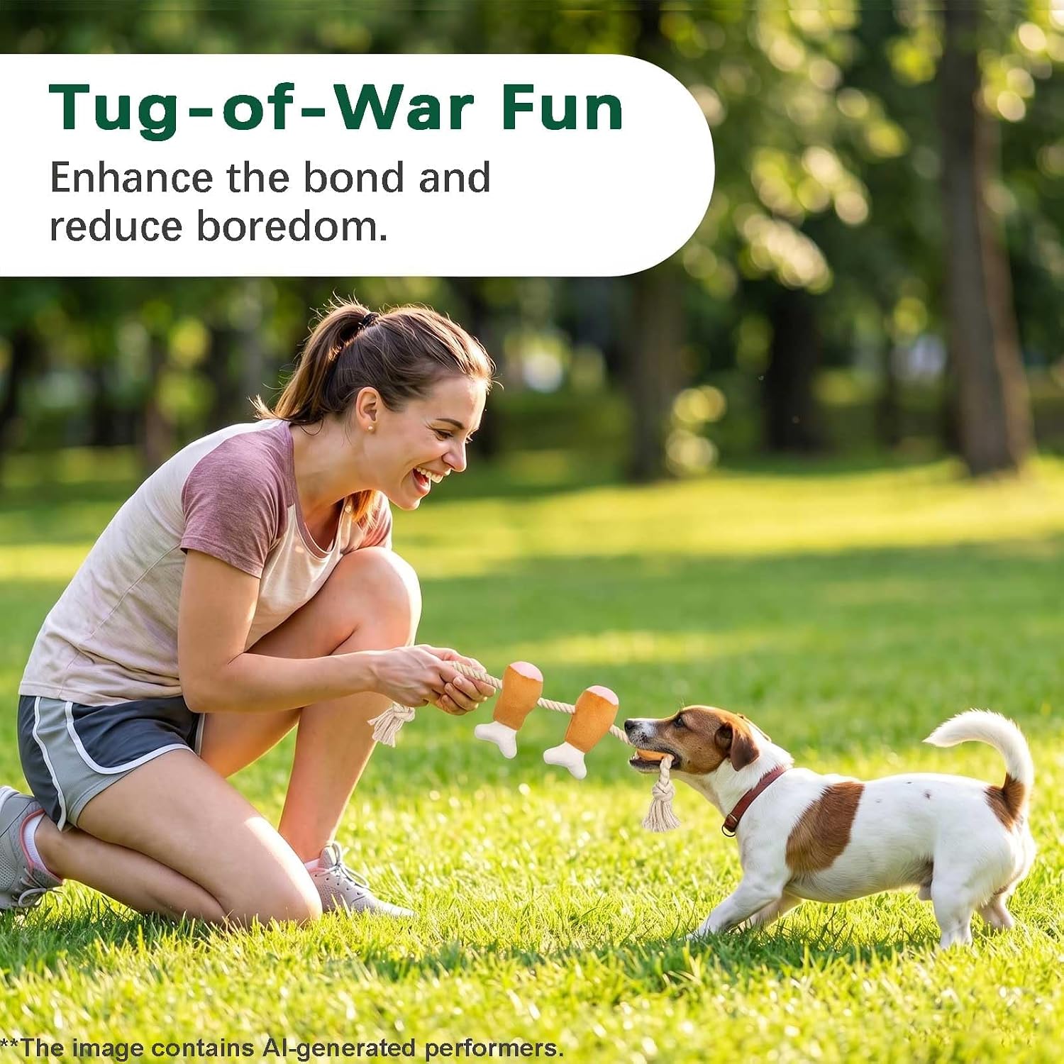 Drumstick Dog Rope Toy, Squeaky Plush Tug for Small Medium Dogs image 3