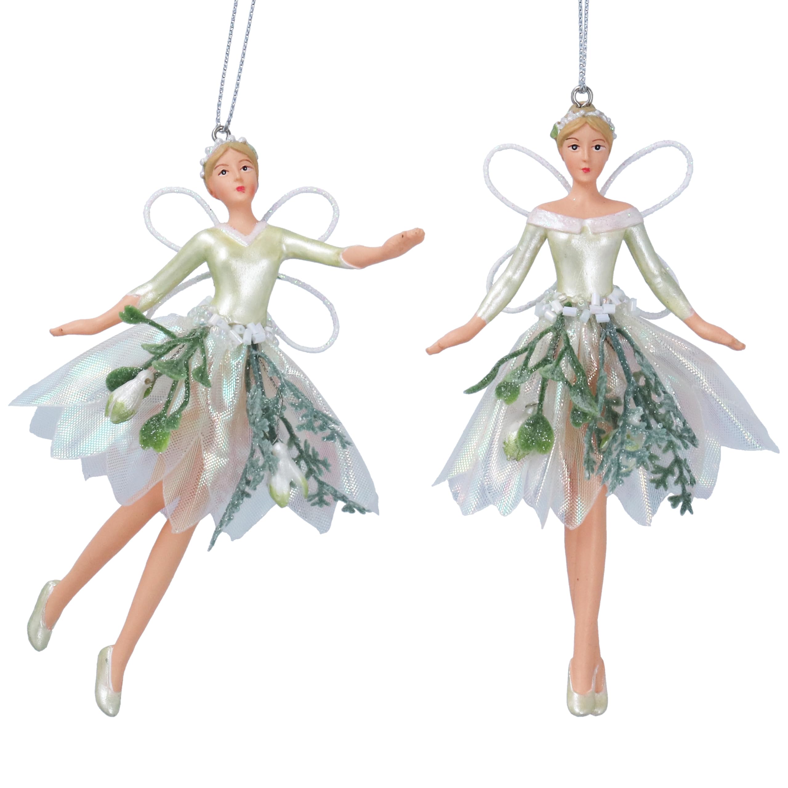 Gisela Graham Resin & Fabric Snowdrop Organza Fairies Set of 2