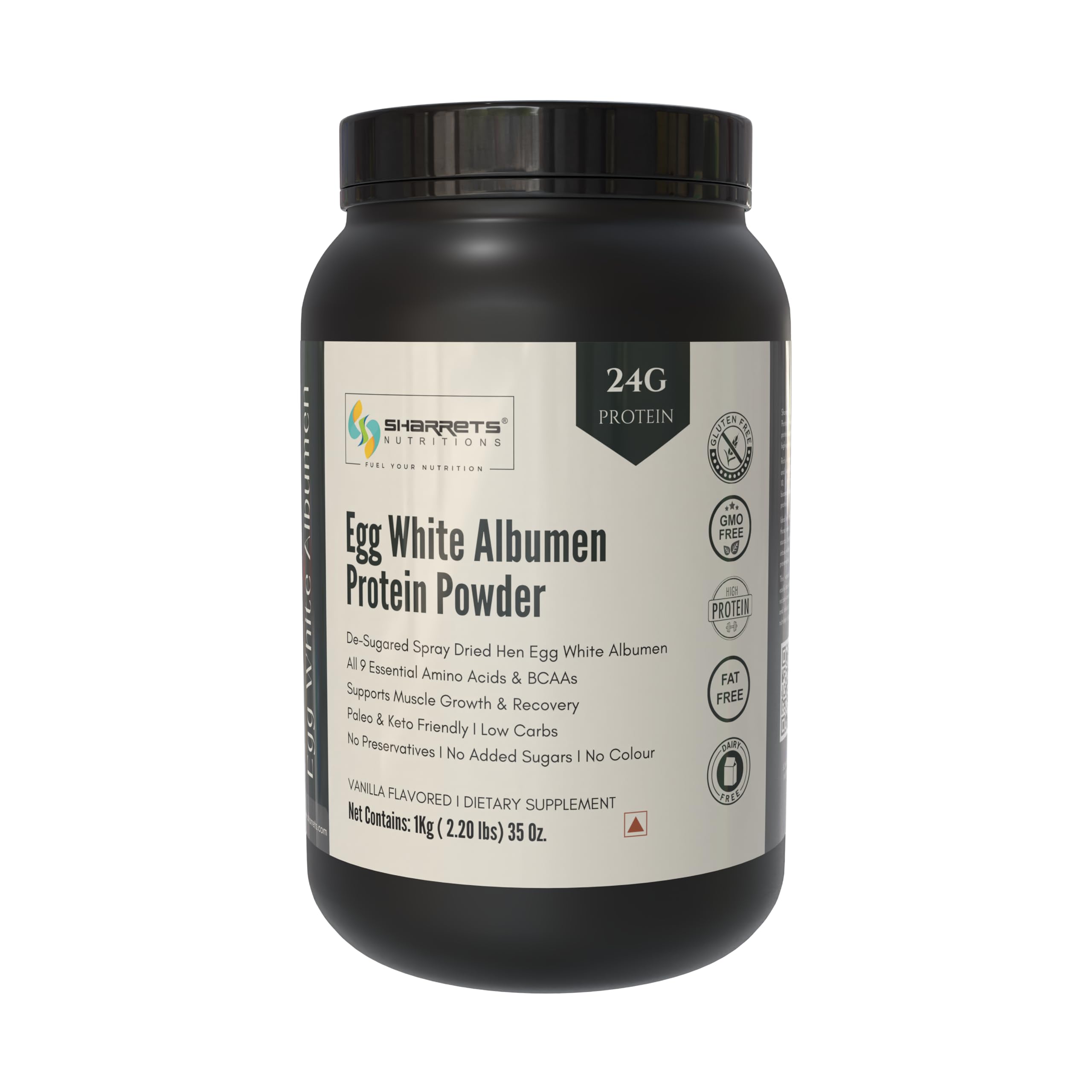 Sharrets Egg White Albumen Protein Powder, 1kg Vanilla Flavored - Clean Fuel For Your Fitness