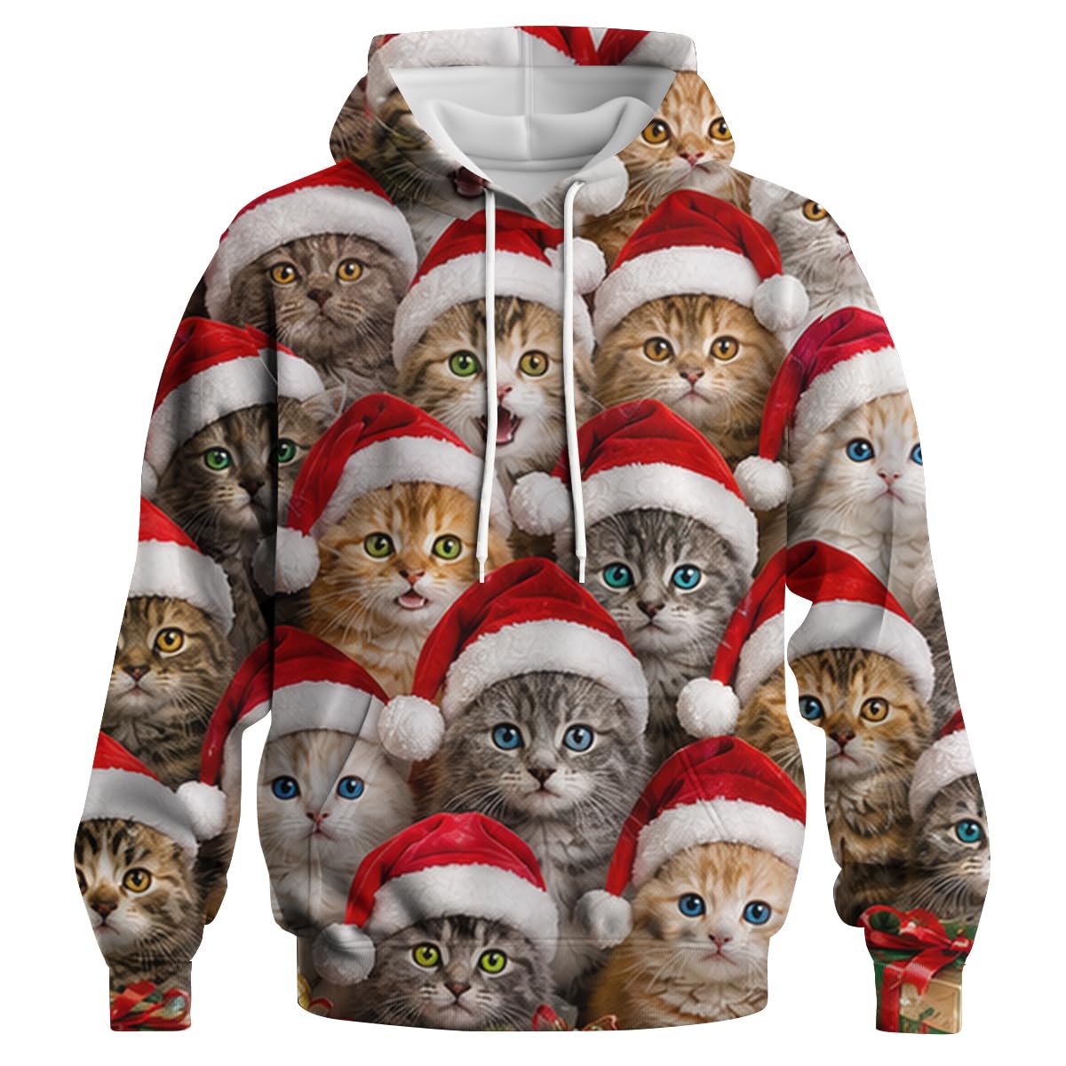 Sudadera con Capucha Divertida Lámina Navideña con Estampado Sudadera