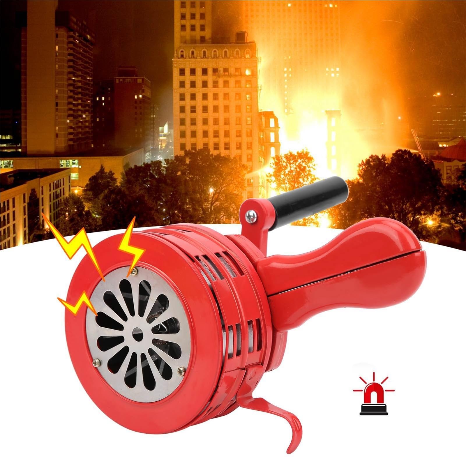 Picadora de Carne Manual, Sirena de manivela roja 120DB Alarma Manual portátil for escuelas Eventos Deportivos de Emergencia