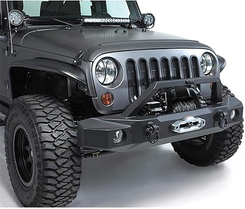 Miniatura 2 de RAMPAGE PRODUCTS Rampage TrailGuard Parachoques delantero con placa de cabrestante incorporada | Acero, negro | 99510 | Compatible con Jeep Wrangler