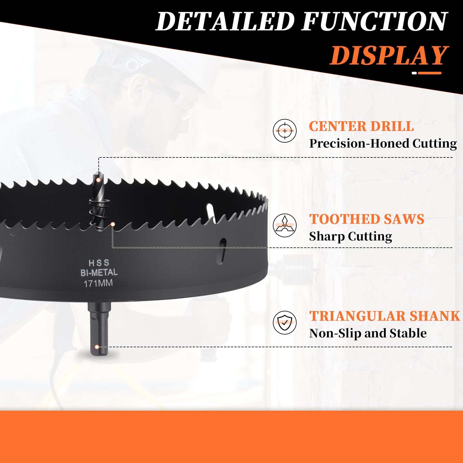 METALLIXITY Bi-Metal Hole Saw 6-3/4", M42 HSS Circular Head 171mm Hole Cutter with Center Drill Bit - Image 3