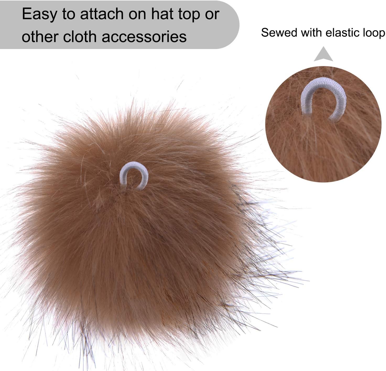 Coopay 24 Pieces Faux Fox Fur Pom Pom Balls DIY Fluffy With Elastic Loop for Hats Keychains Scarves Gloves Bags Charms Knitting Accessories (Popular Mix Colors) - Image 2