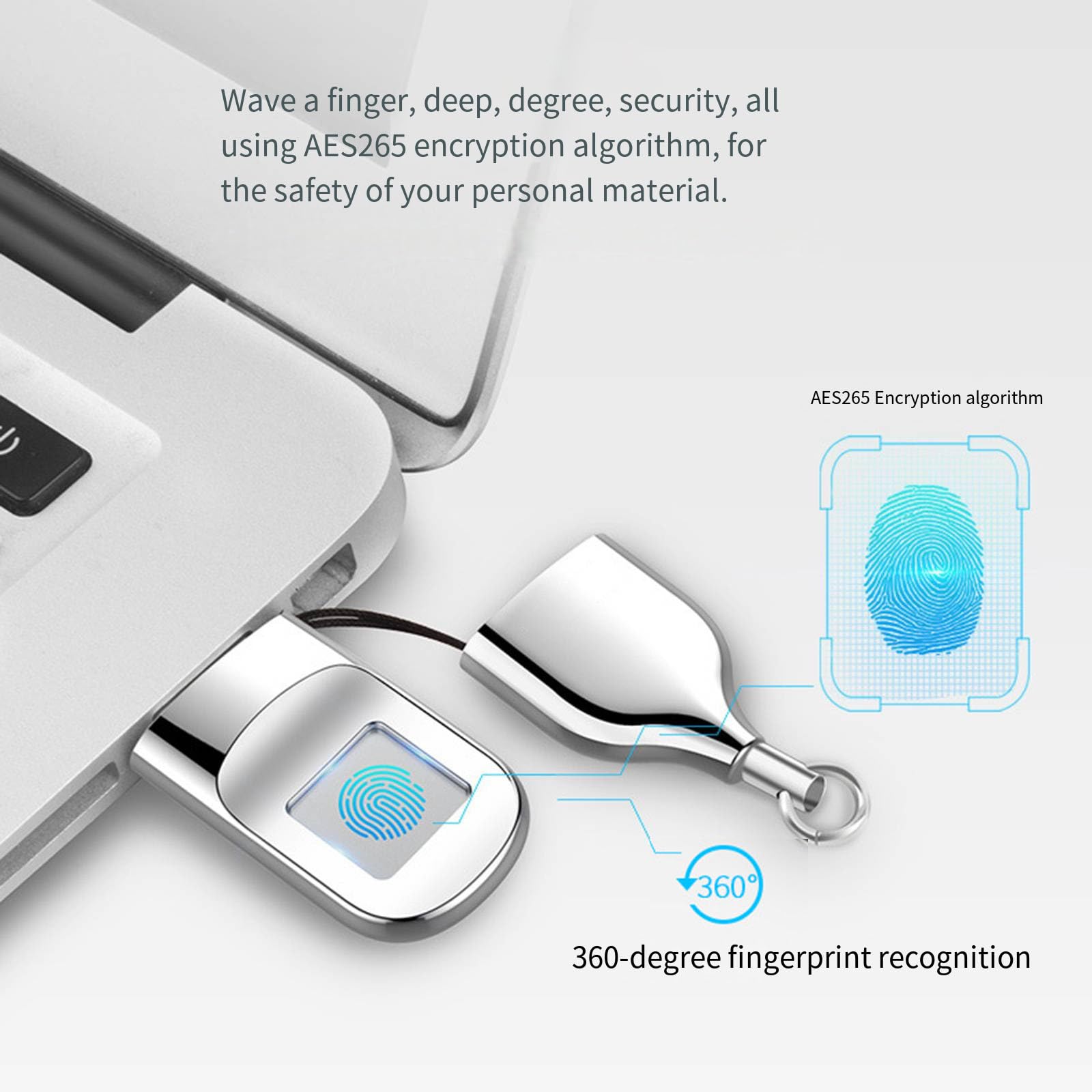Huella Digital Contraseña Memoria USB Partición Flexible Protección de Datos Empresa Seguridad Oficina 32Gb 64Gb,32GB