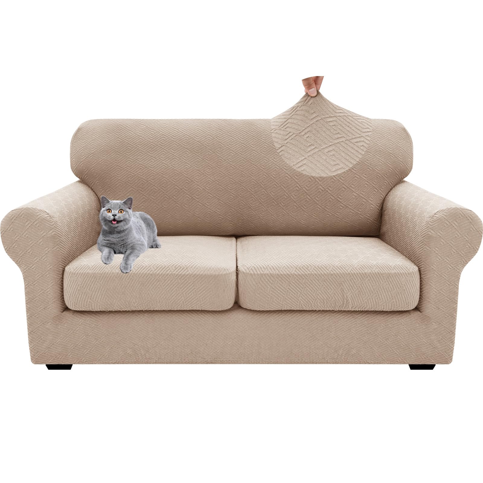 Housse de canapé universelle avec coussins séparés design kaki