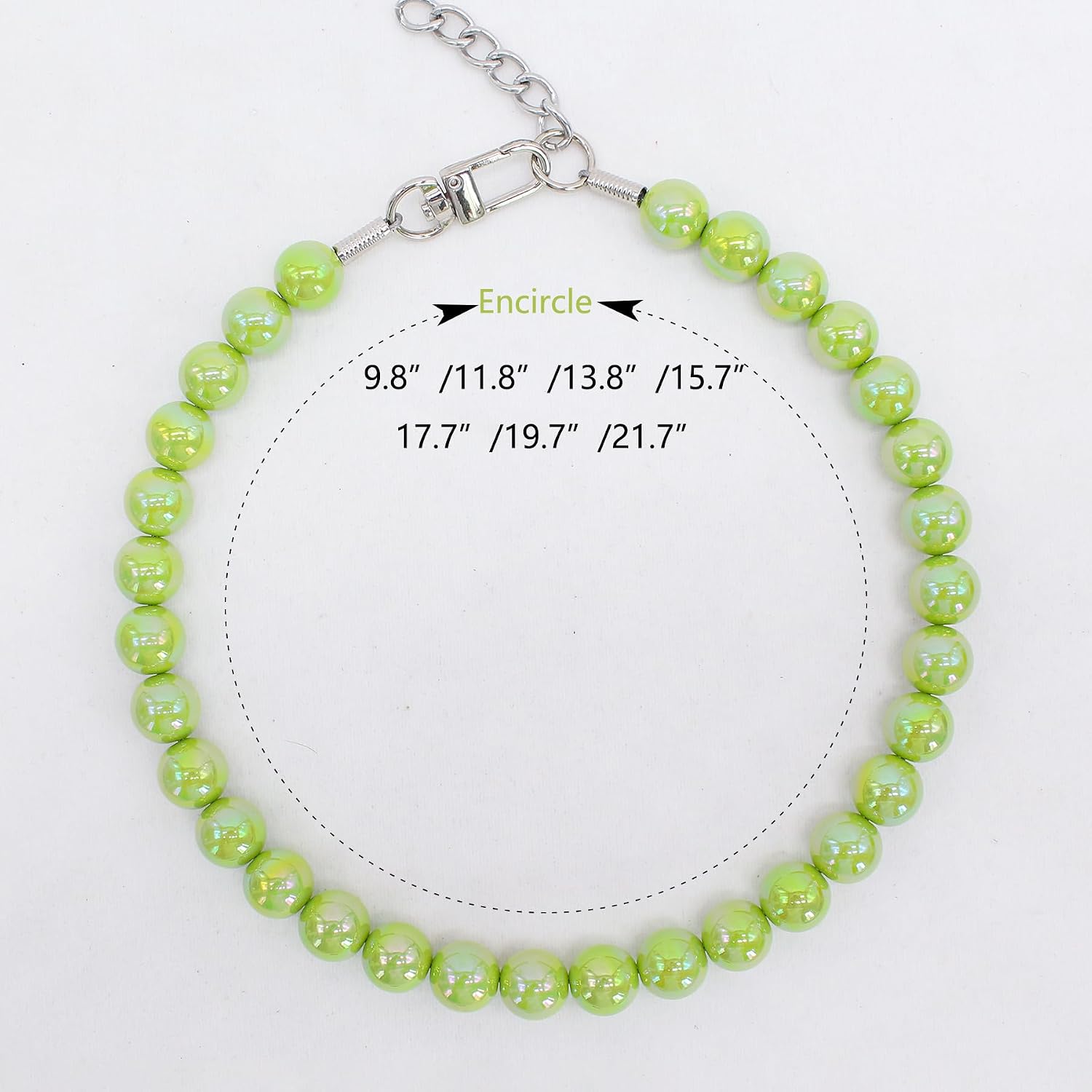 Iridescent Green Beaded Dog Collar, Fashion Pet Necklace for Medium Dog image 2