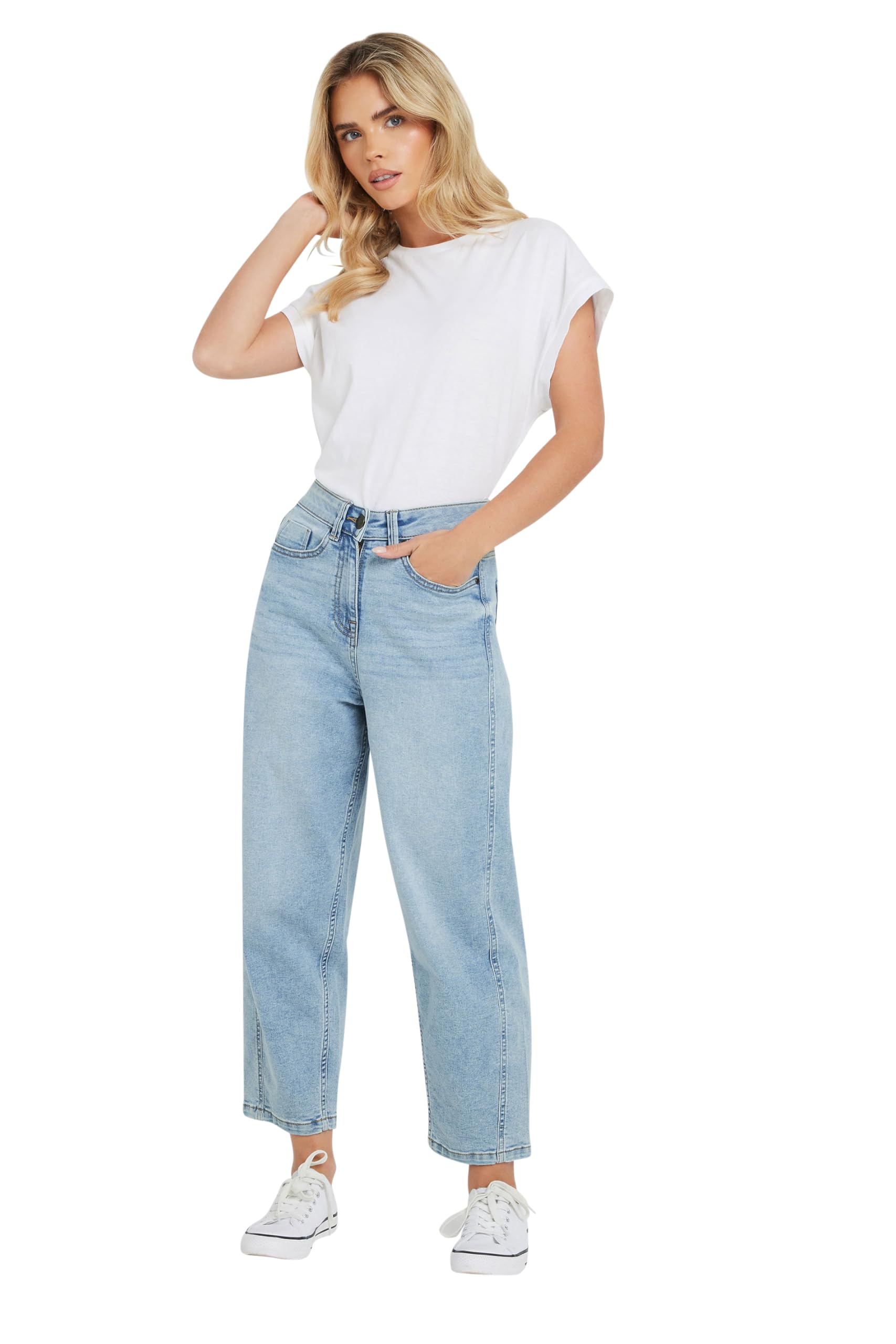 M&Co Petite Light Wash Barrel Jeans - Women's