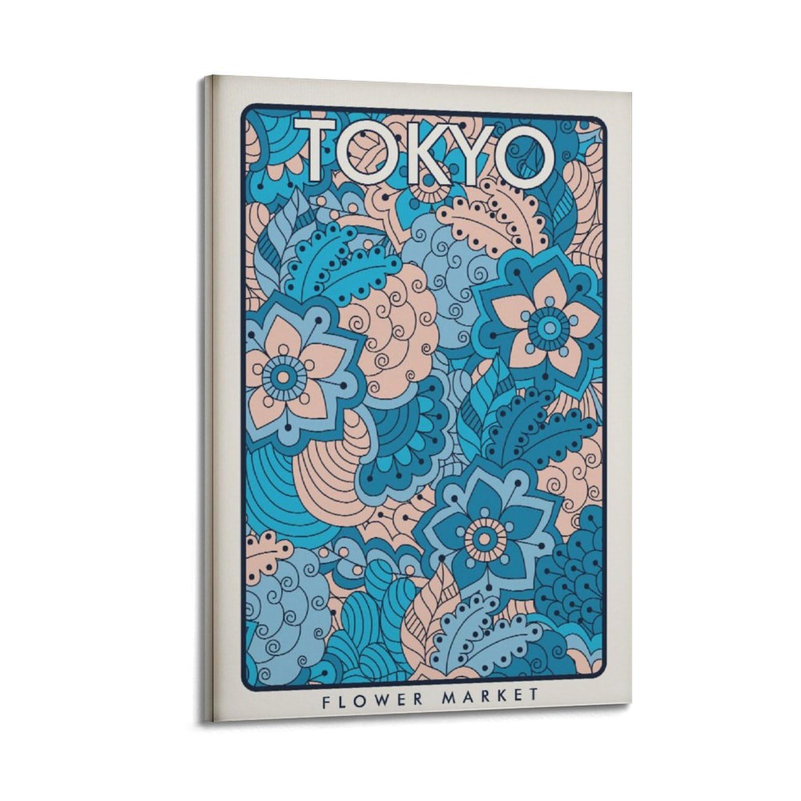 xiaoxiaoshen Tokyo Flower Market Botanical Floral Illustration Canvas Poster Wall Art Prints Room Aesthetic Murals Bedroom And Living Decorations 24x36inch(60x90cm)