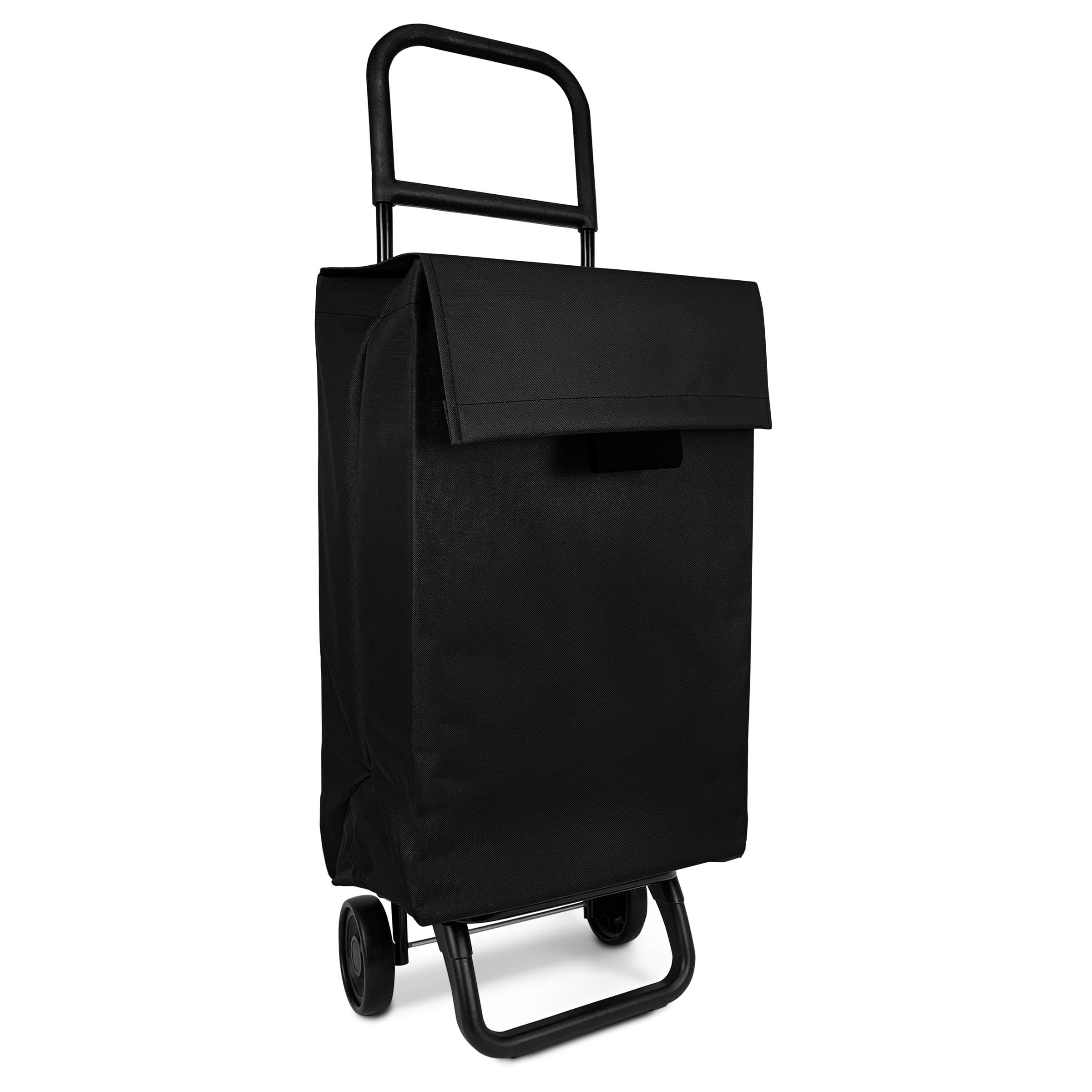 TIENDA EURASIA - Carro de Compra, Plegable, Resistente, Poliéster, 22x38x100 cm, 2 Ruedas, Bolsa Impermeable, para la Compra de Alimentos, Capacidad de Carga 66L (Negro)