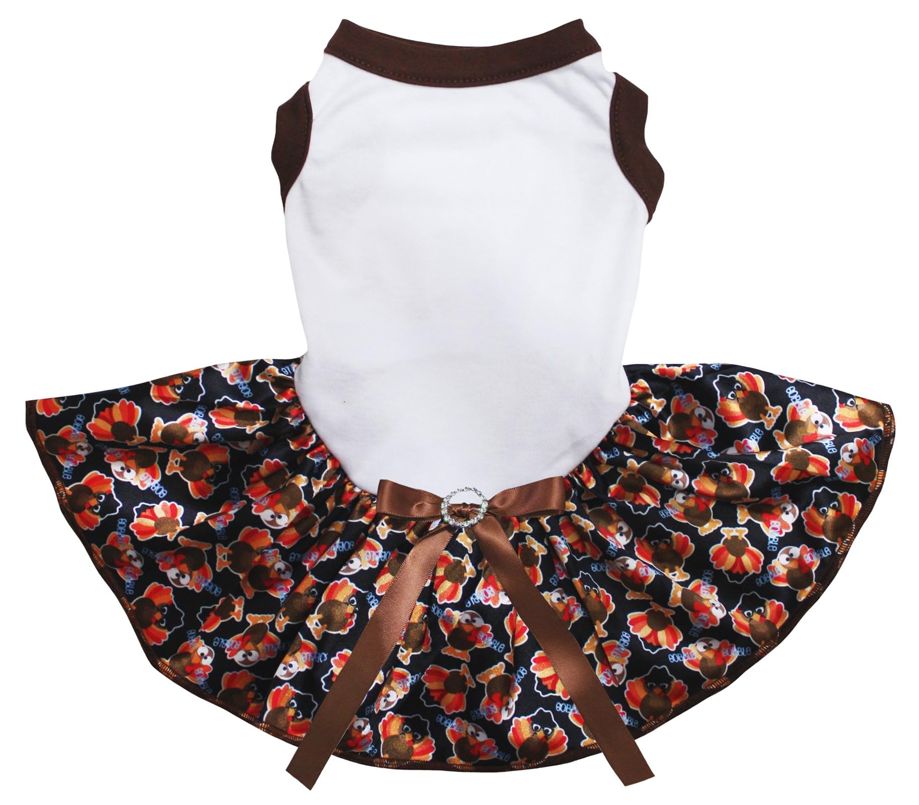 Robe blanche pour chien avec motif bébés dindes de Thanksgiving vêtement grand chien XXXL