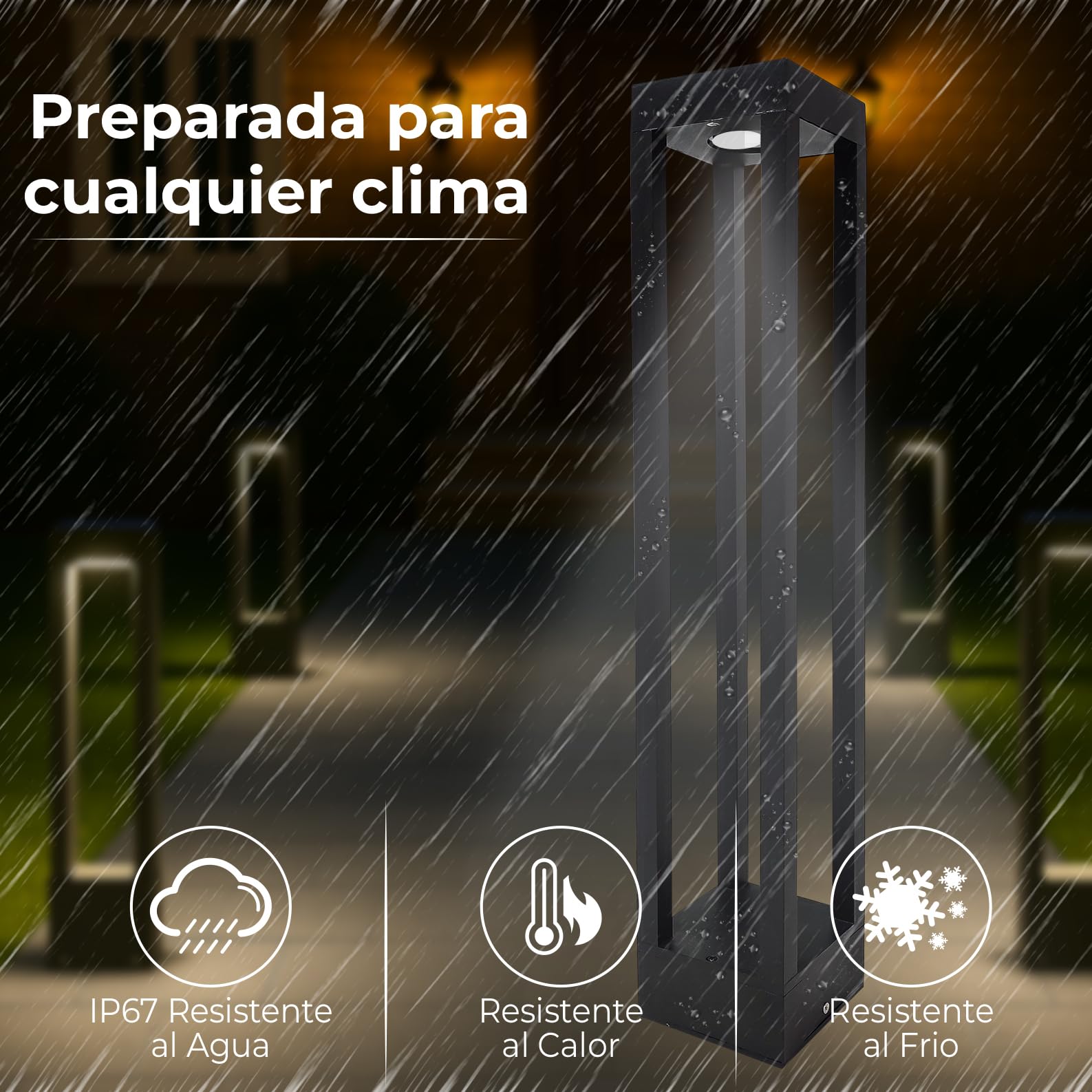 LED ATOMANT 2x Baliza LED Jardin 7W Color Luz Fria 750lm IP67 Metal Negro | Color Blanco Frio 6500K