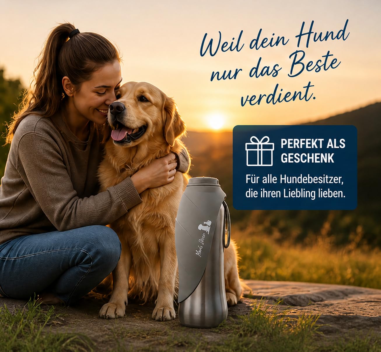 Hundetrinkflasche, Für deinen treuesten Begleiter – 800ml Isolierte Edelstahl Wasserflasche, Doppelwandig Vakuum Isoliert, Leicht zu Reinigen, Perfekt für unvergessliche Abenteuer!