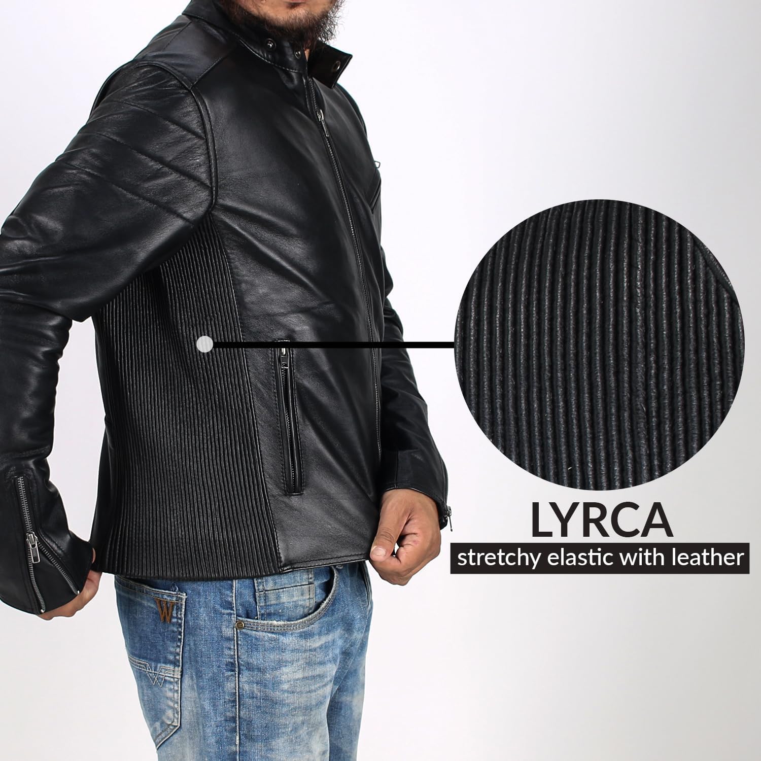 Laverapelle Men's Genuine Lambskin Leather Jacket (Black, Biker Jacket) - 1501008 - Image 5