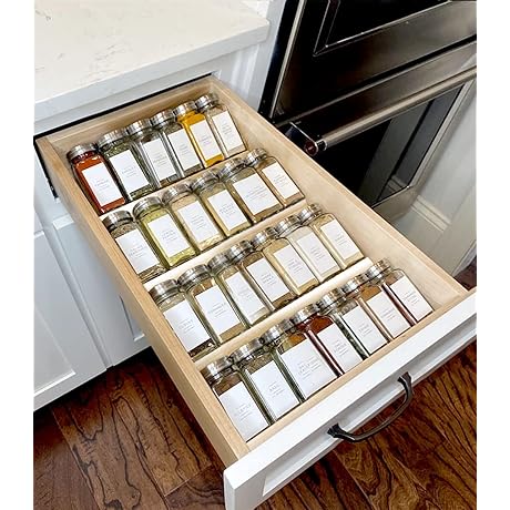 MIUKAA Clear Acrylic Spice Drawer Organizer